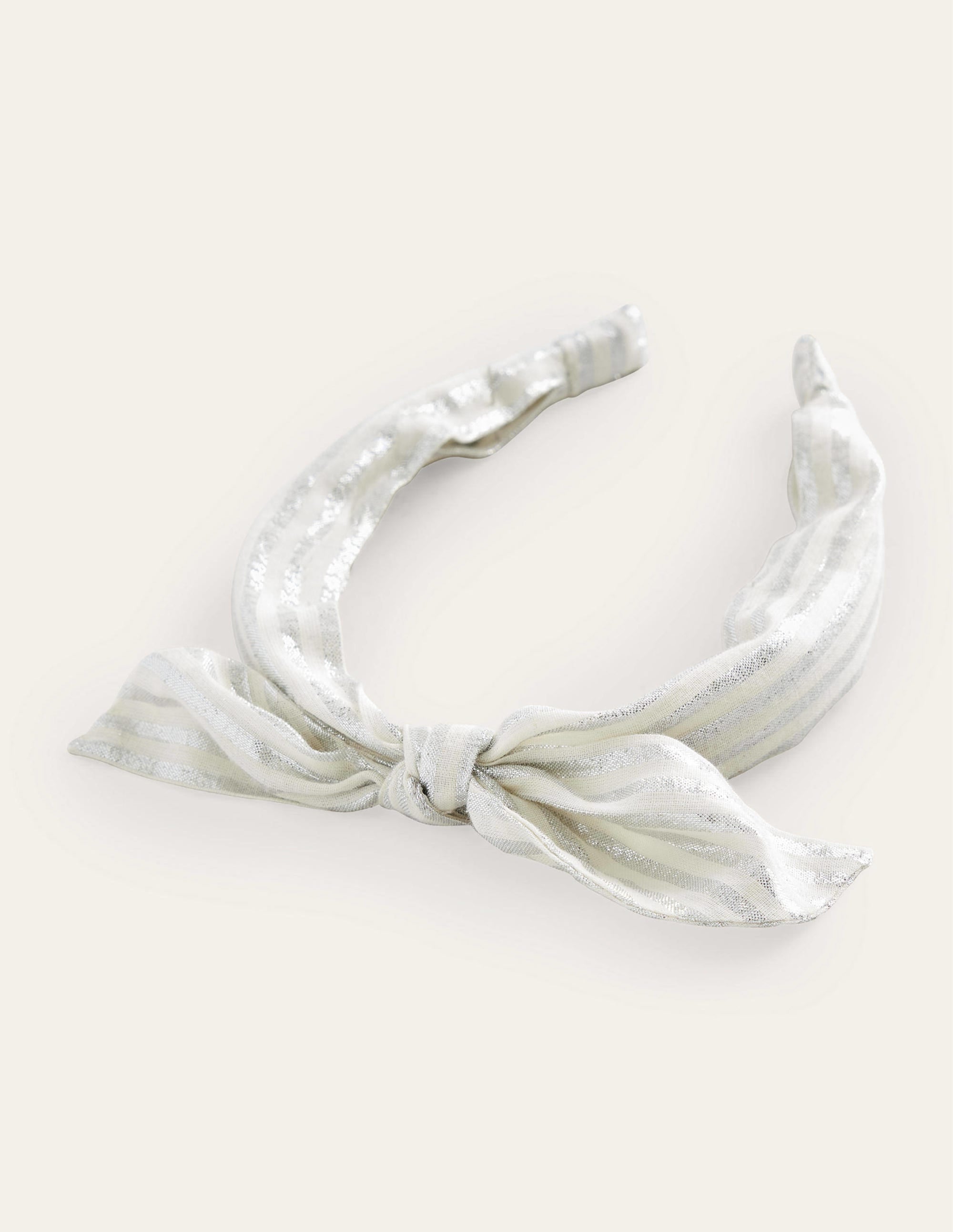 Bow Headband-Silver Metallic Stripe - Image 2
