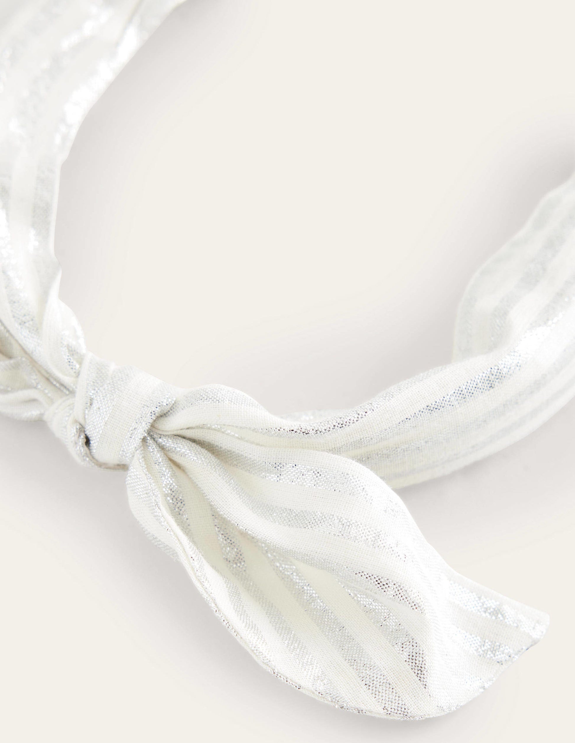 Bow Headband-Silver Metallic Stripe-3