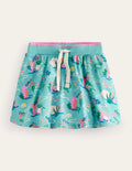 Printed Jersey Skort-Aqua Sea Blue Mermaids