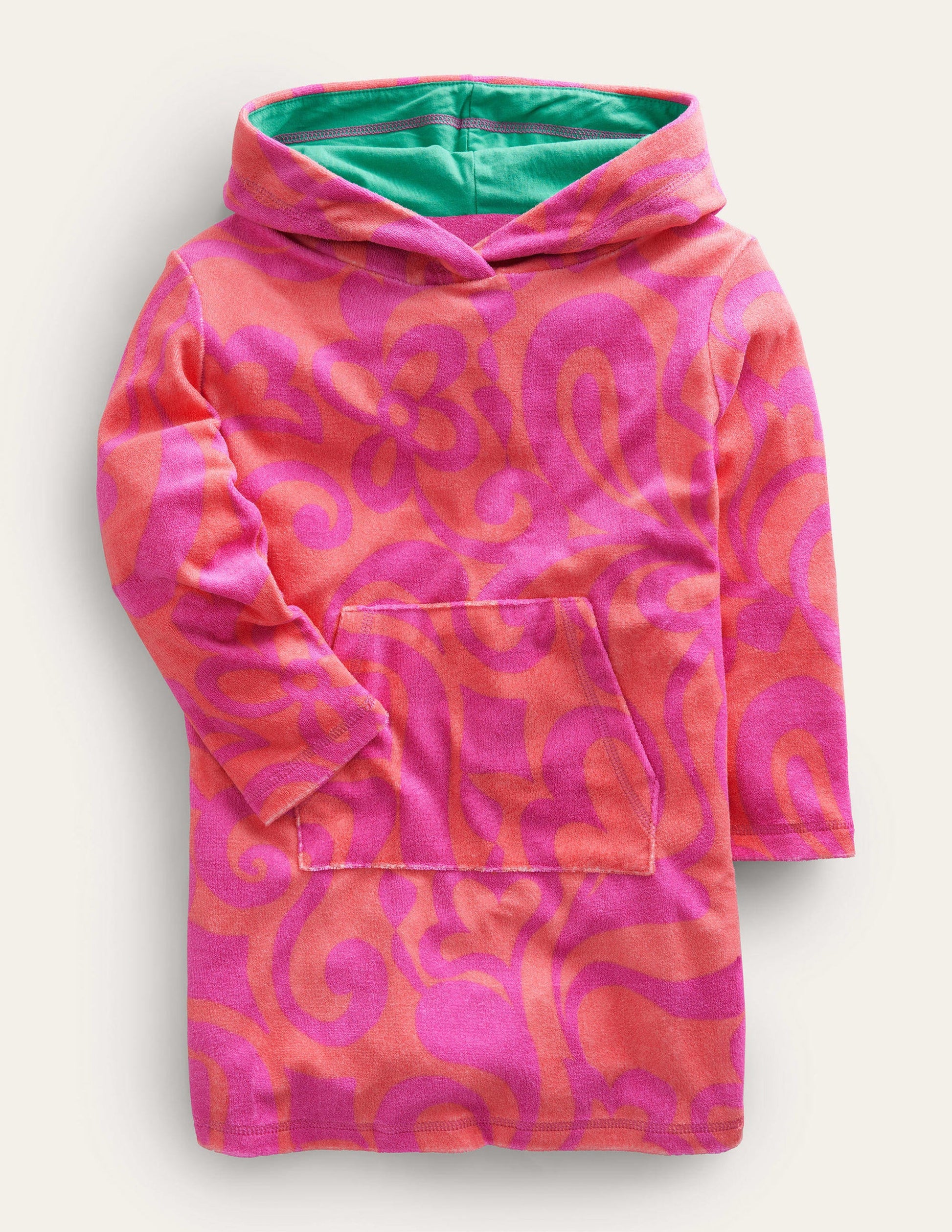 Robe de plage imprimée en éponge-Rose punch pêche-1