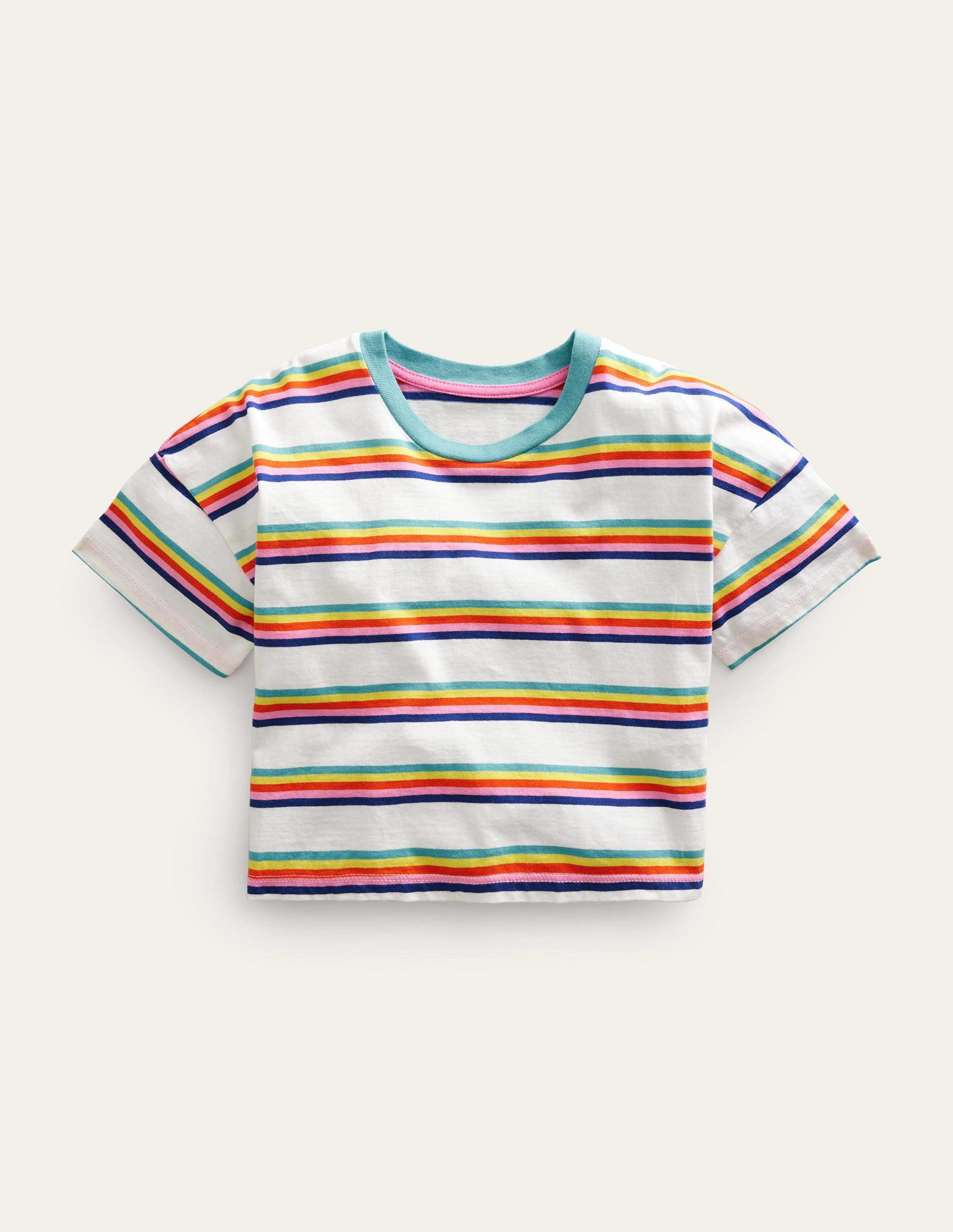 Lockeres T-Shirt-Regenbogenfarben, Gestreift - Image 1