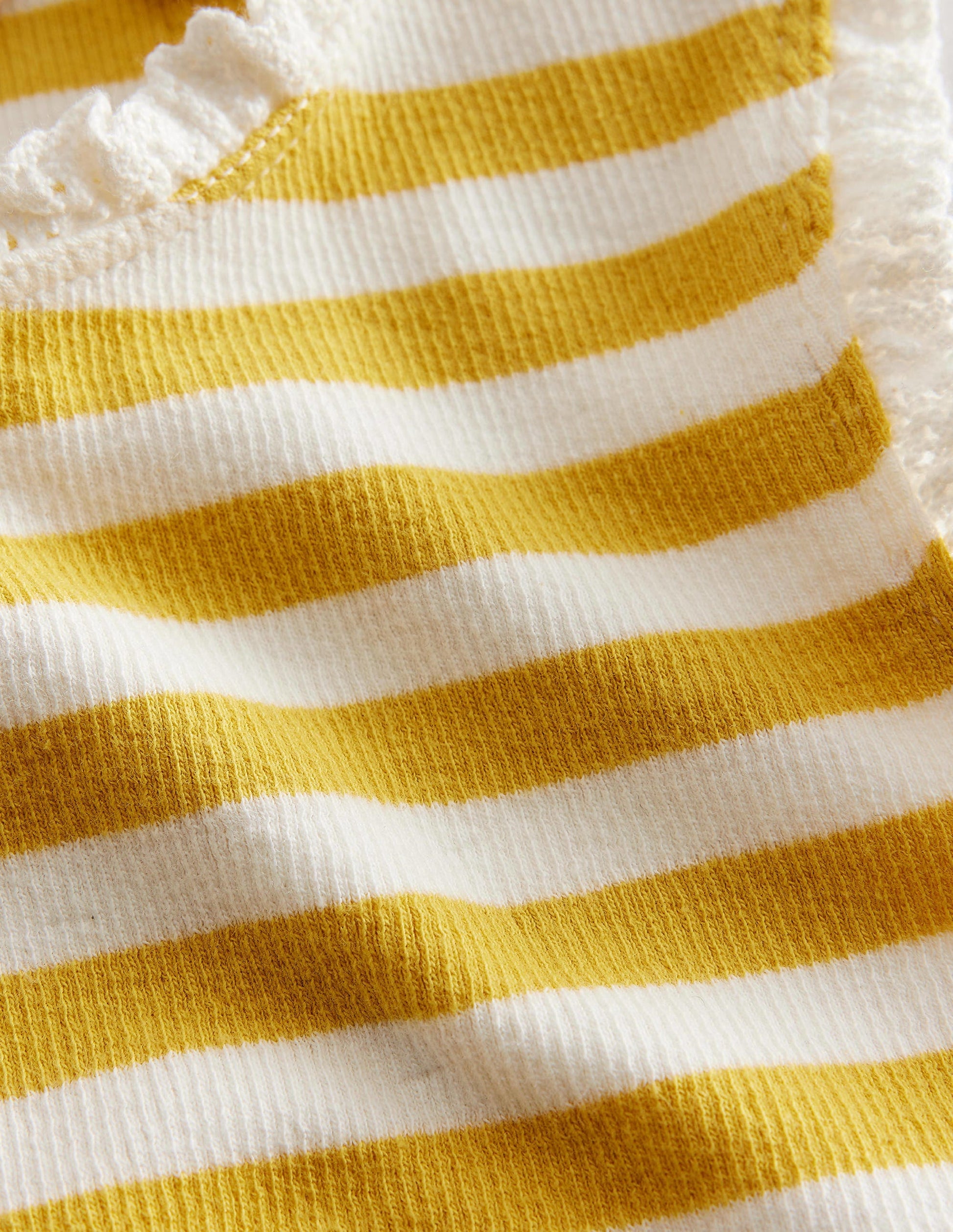 Débardeur côtelé à bordure en dentelle-Jaune maïs/ivoire-3