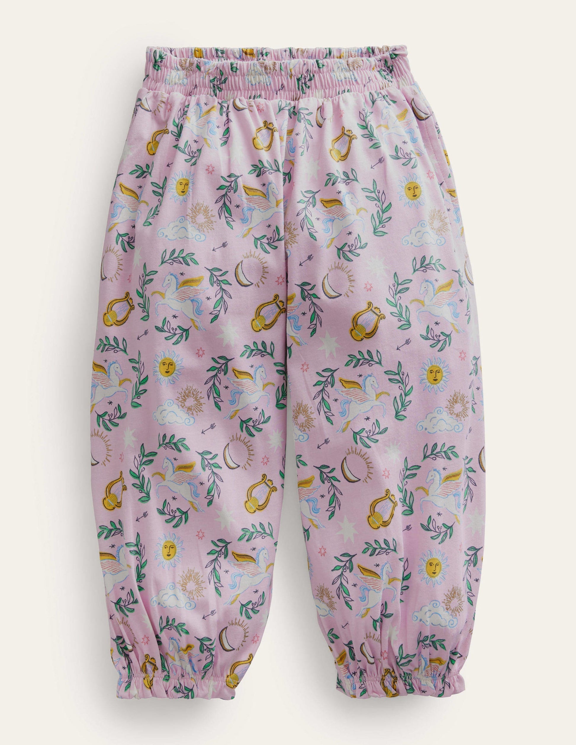 Pantalon sarouel en jersey-Toile de Jouy rose orchidée séduisante-1
