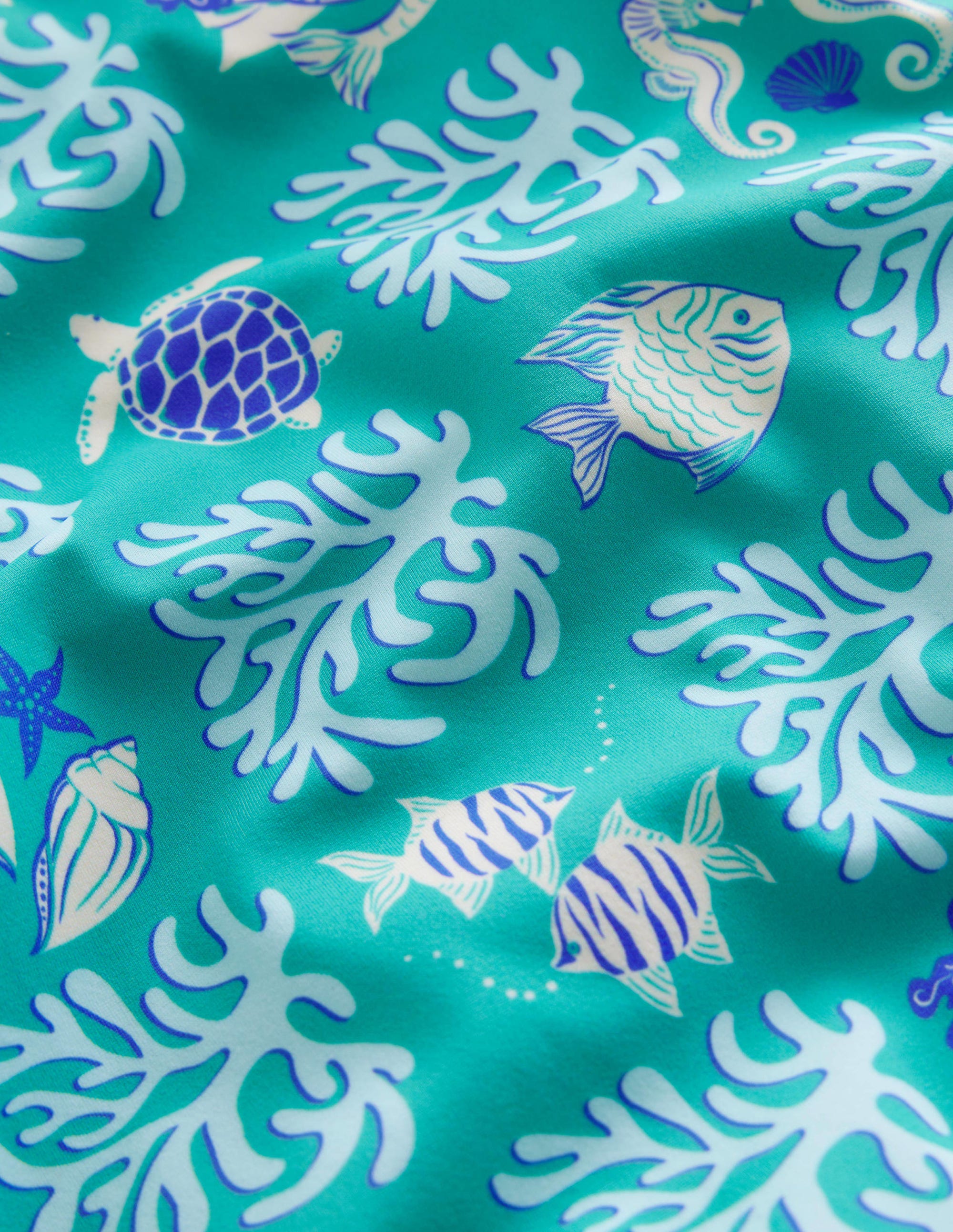 Maillot de bain imprimé à manches bouffantes-Lagon printemps tropical - Image 3