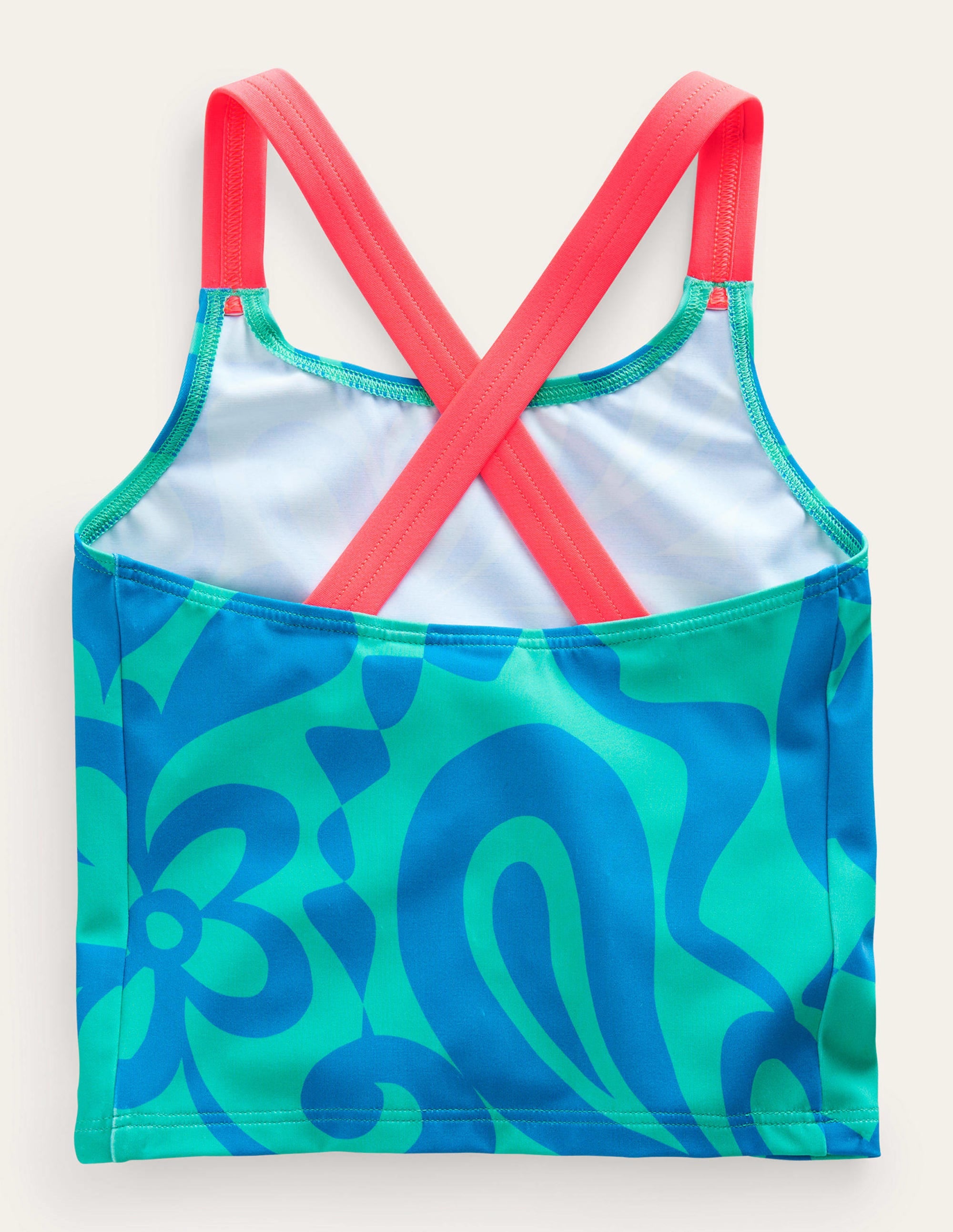 Tankini-Oberteil mit gekreuzten Rückenträgern-Tropisches Grün, Sommermuster - Image 2