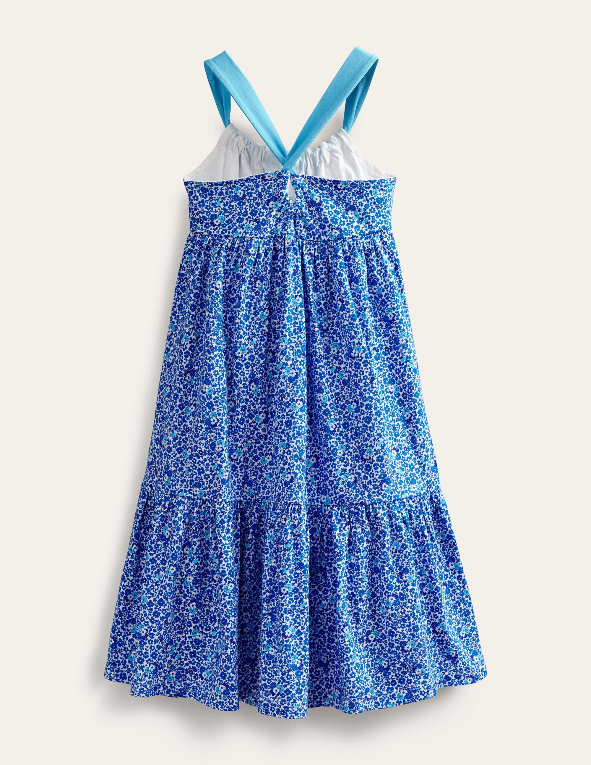 Gestuftes Jersey-Midikleid-Karibikblau, Blumen - Image 2