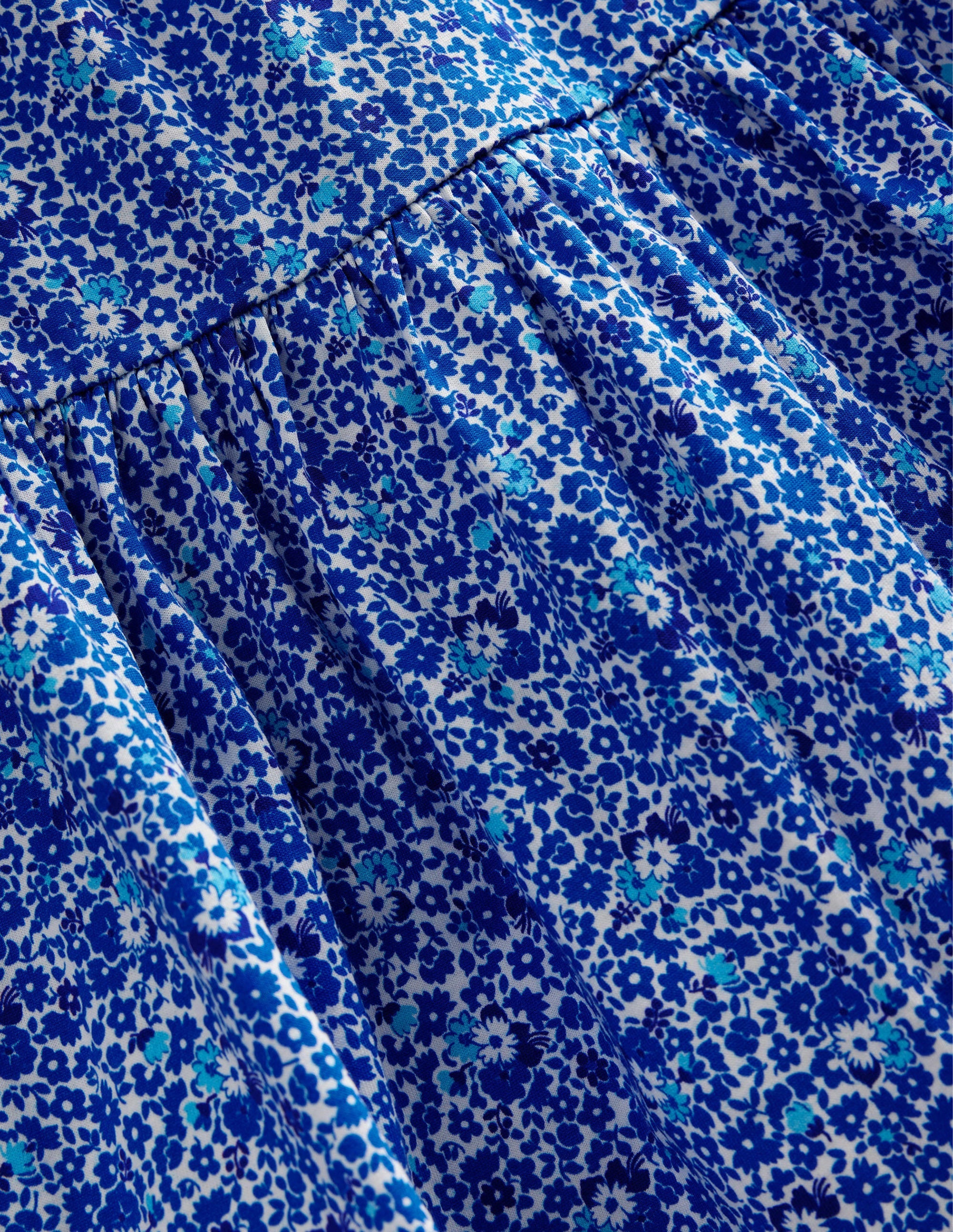 Gestuftes Jersey-Midikleid-Karibikblau, Blumen - Image 3