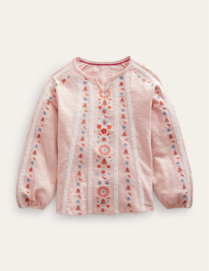 Jersey Embroidered top-Provence Dusty Pink