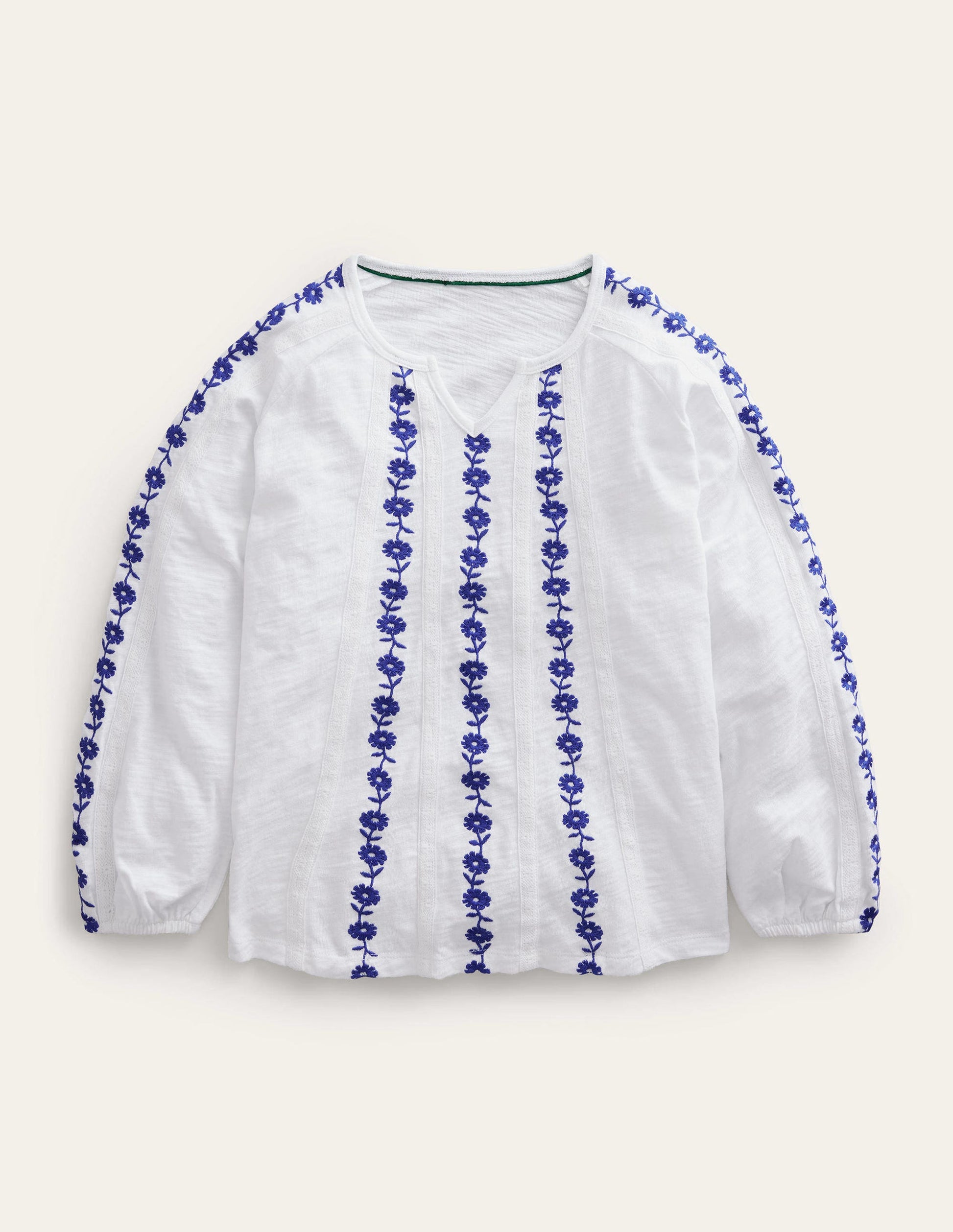 Besticktes Jerseyoberteil-Weiß-1