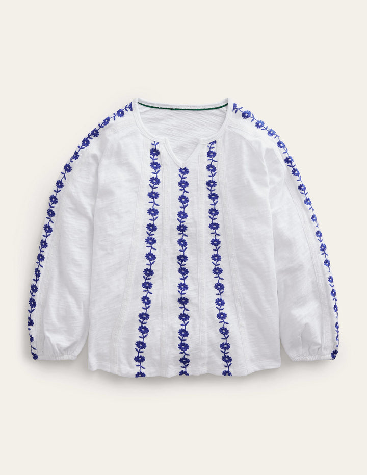 Jersey Embroidered top-White