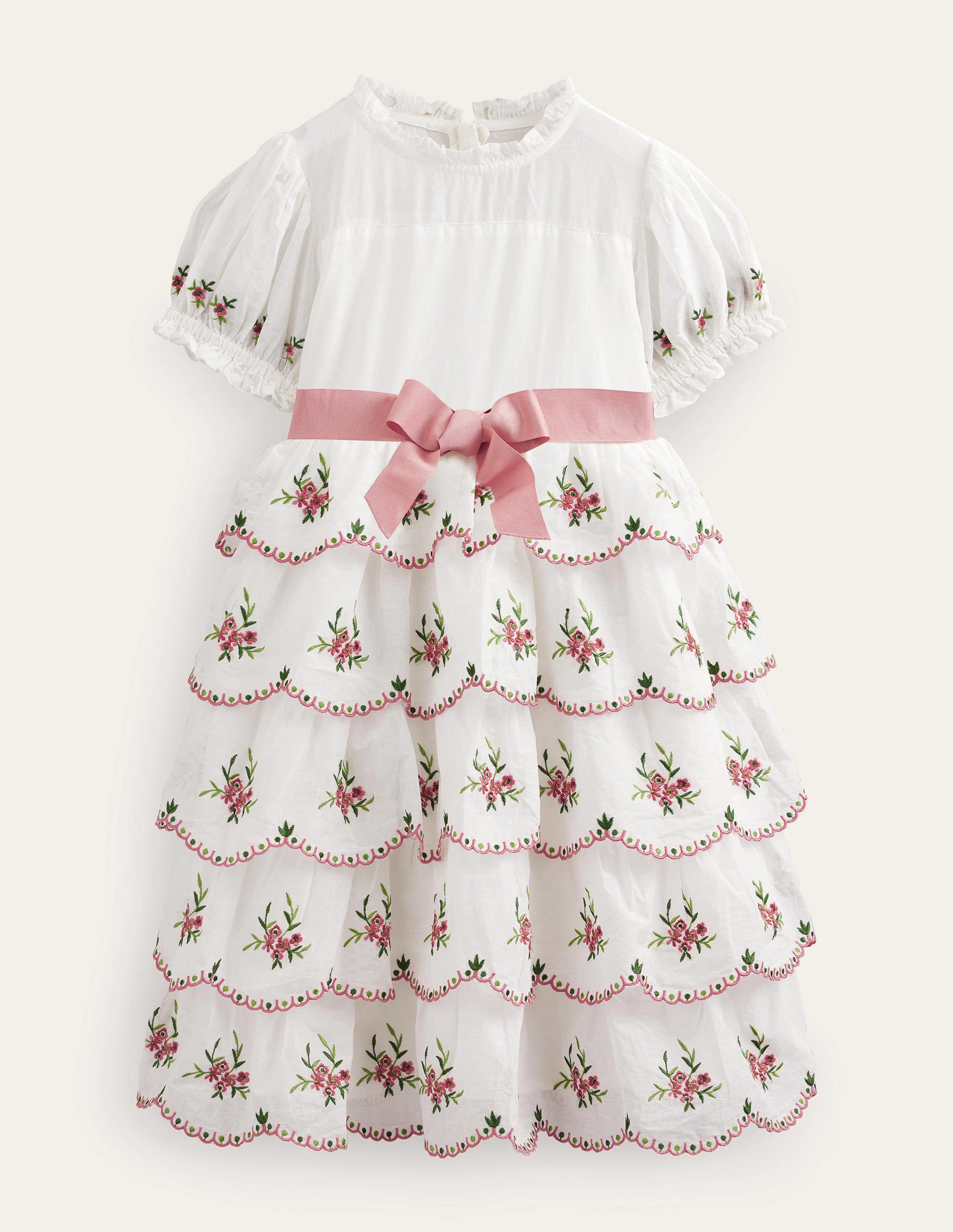 Embroidered Occasion Dress-Ivory - Image 1
