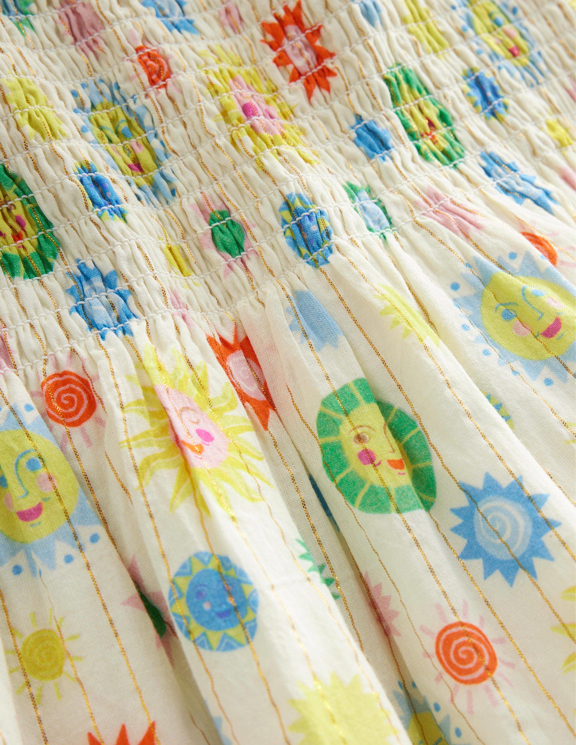 Midi-Webkleid mit Raffungen-Naturweiß, Hübsche Sonnen - Image 3