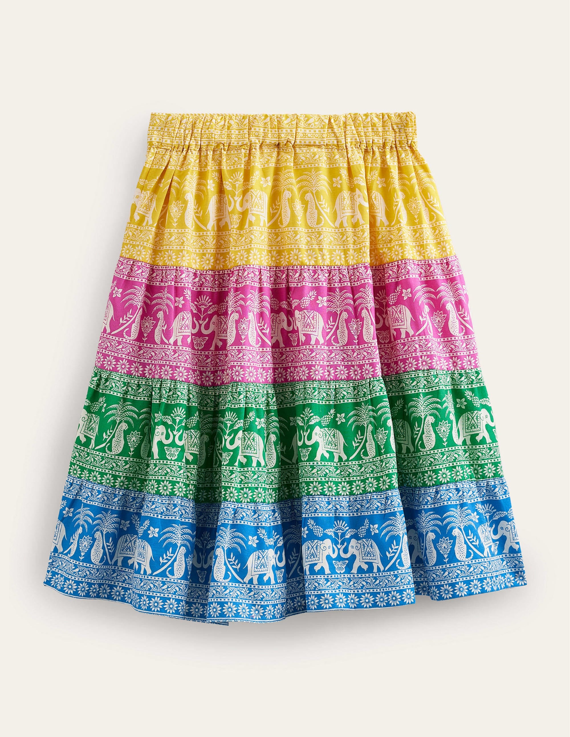 Jupe midi tissée colourblock-Multicolore, motif Goa Animals - Image 2