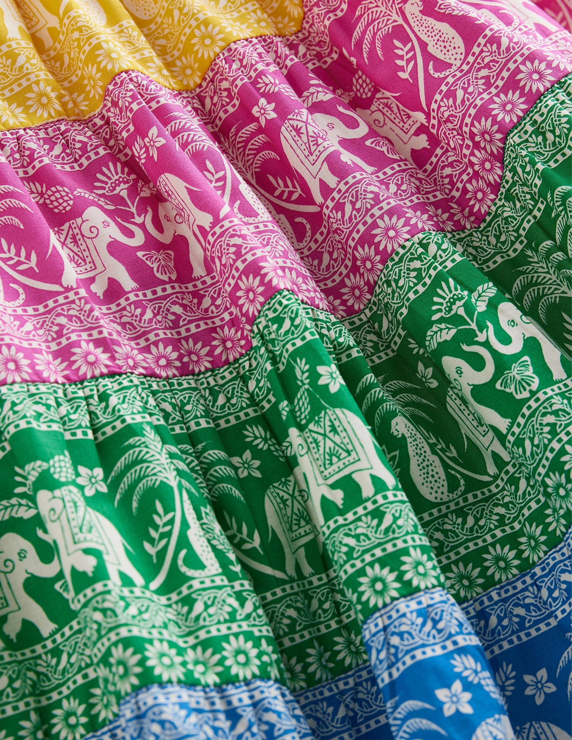 Jupe midi tissée colourblock-Multicolore, motif Goa Animals - Image 3