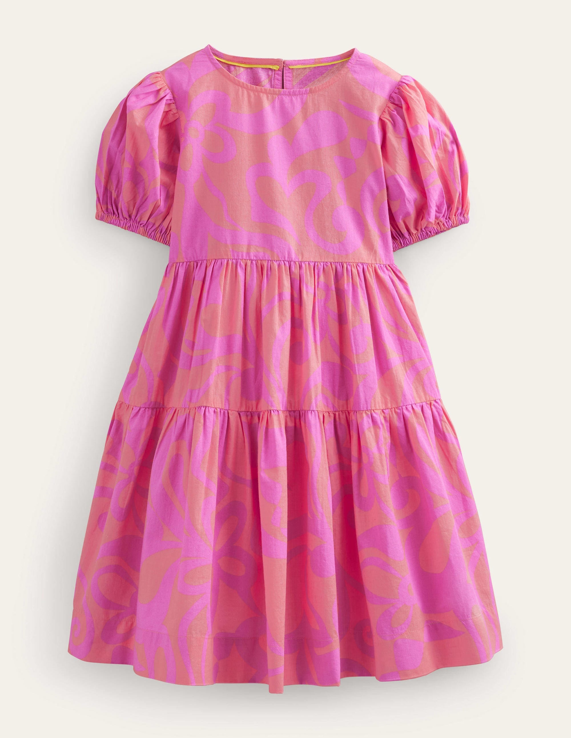 Voluminöses Webkleid-Pfirsichbowle, Sommermuster - Image 1