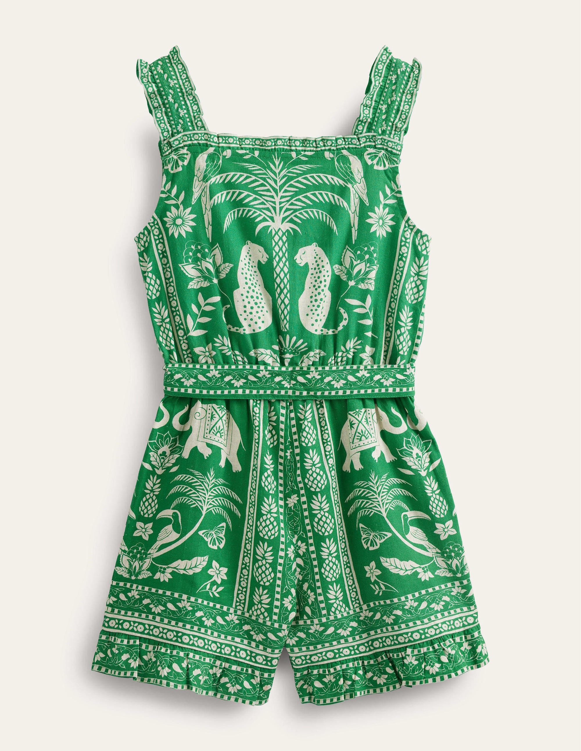 Combishort à volants-Émeraude profond, motif Goa - Image 2