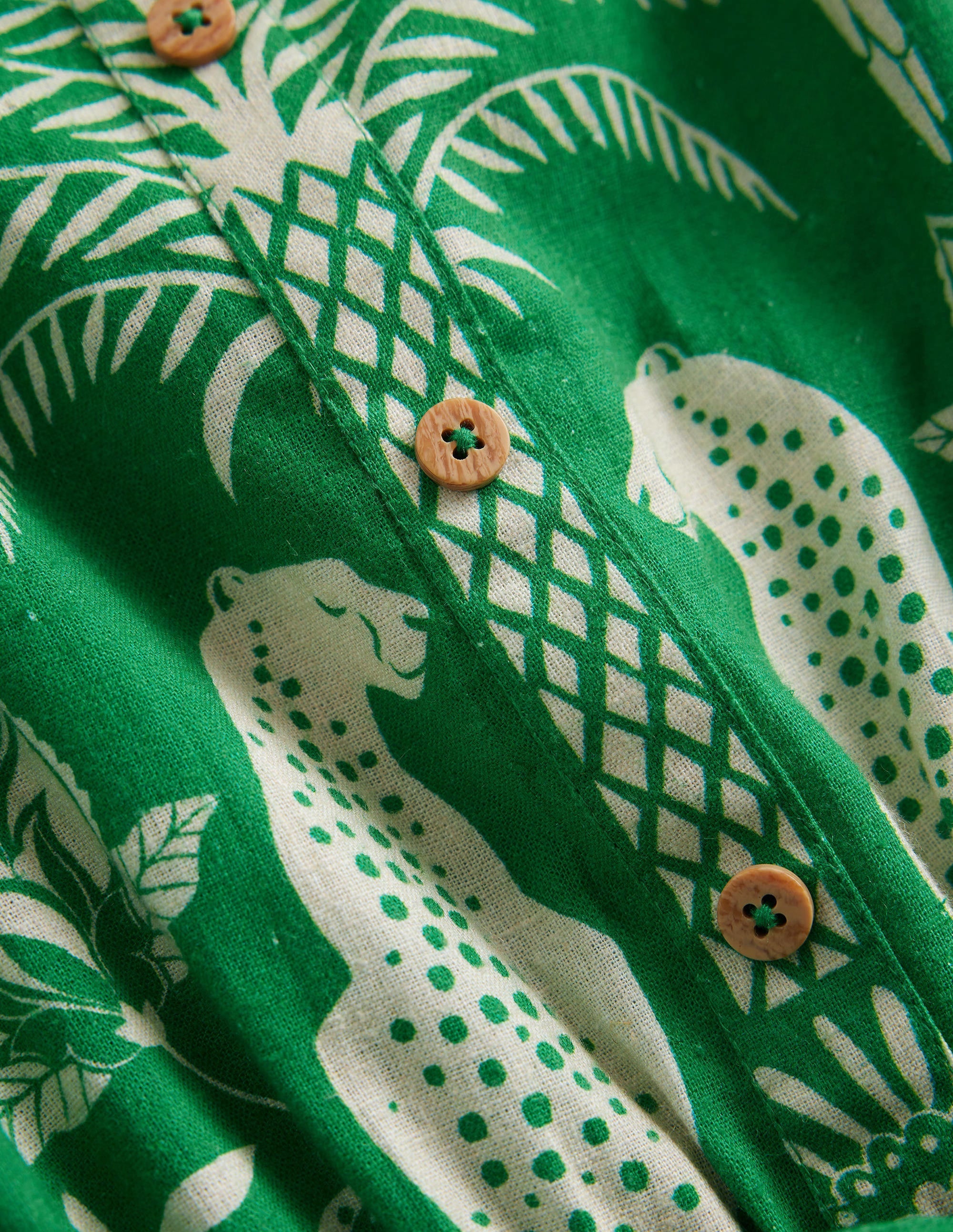 Combishort à volants-Émeraude profond, motif Goa - Image 3