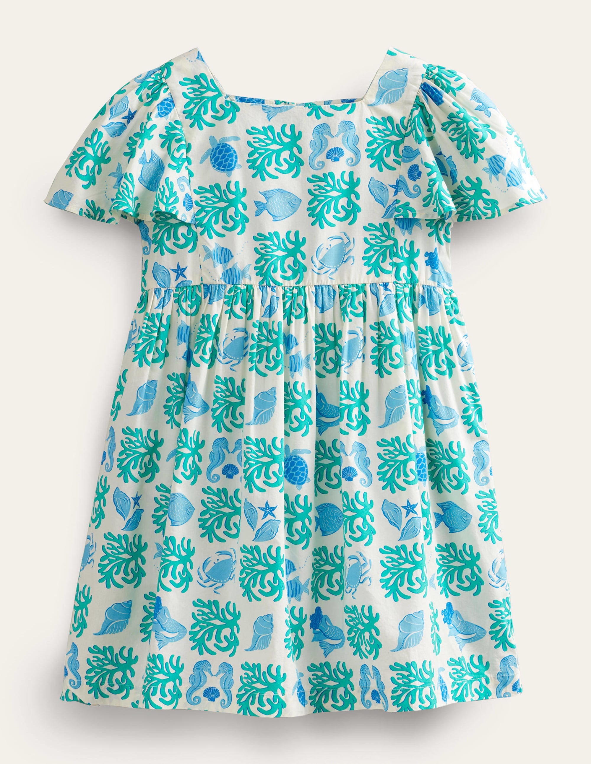 Gemustertes Webkleid-Wasserblau, Lagune - Image 1