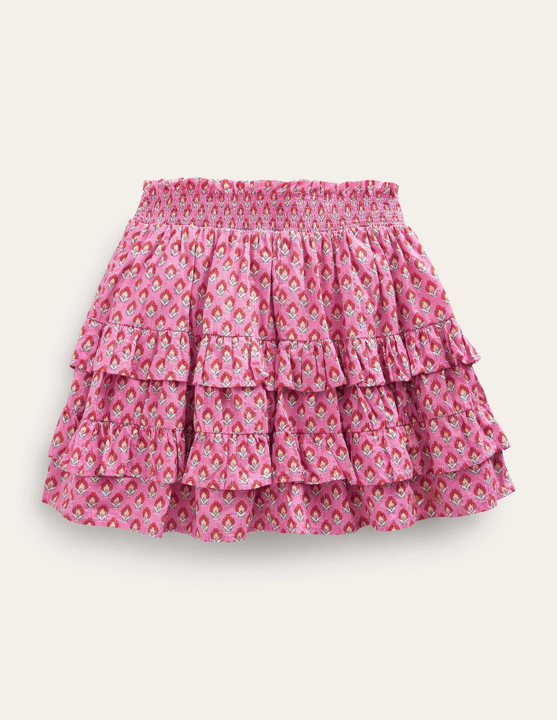Mini jupe-short à volants-Azalée, motif Woodblock-2