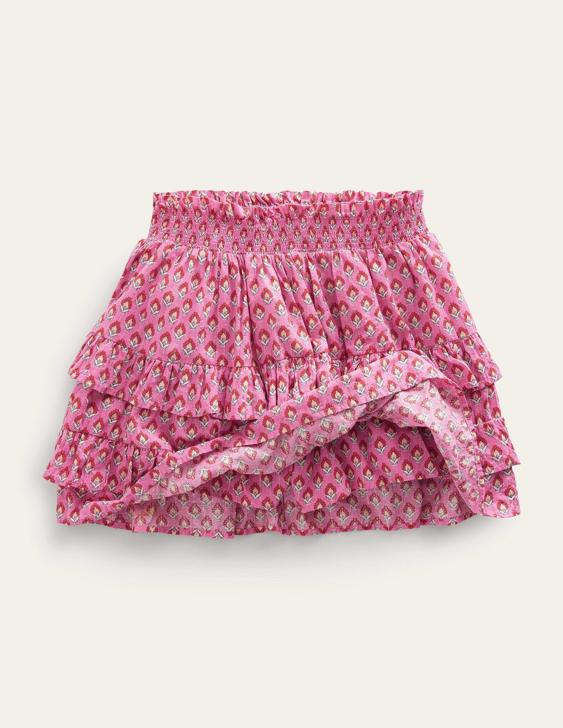 Mini jupe-short à volants-Azalée, motif Woodblock-4