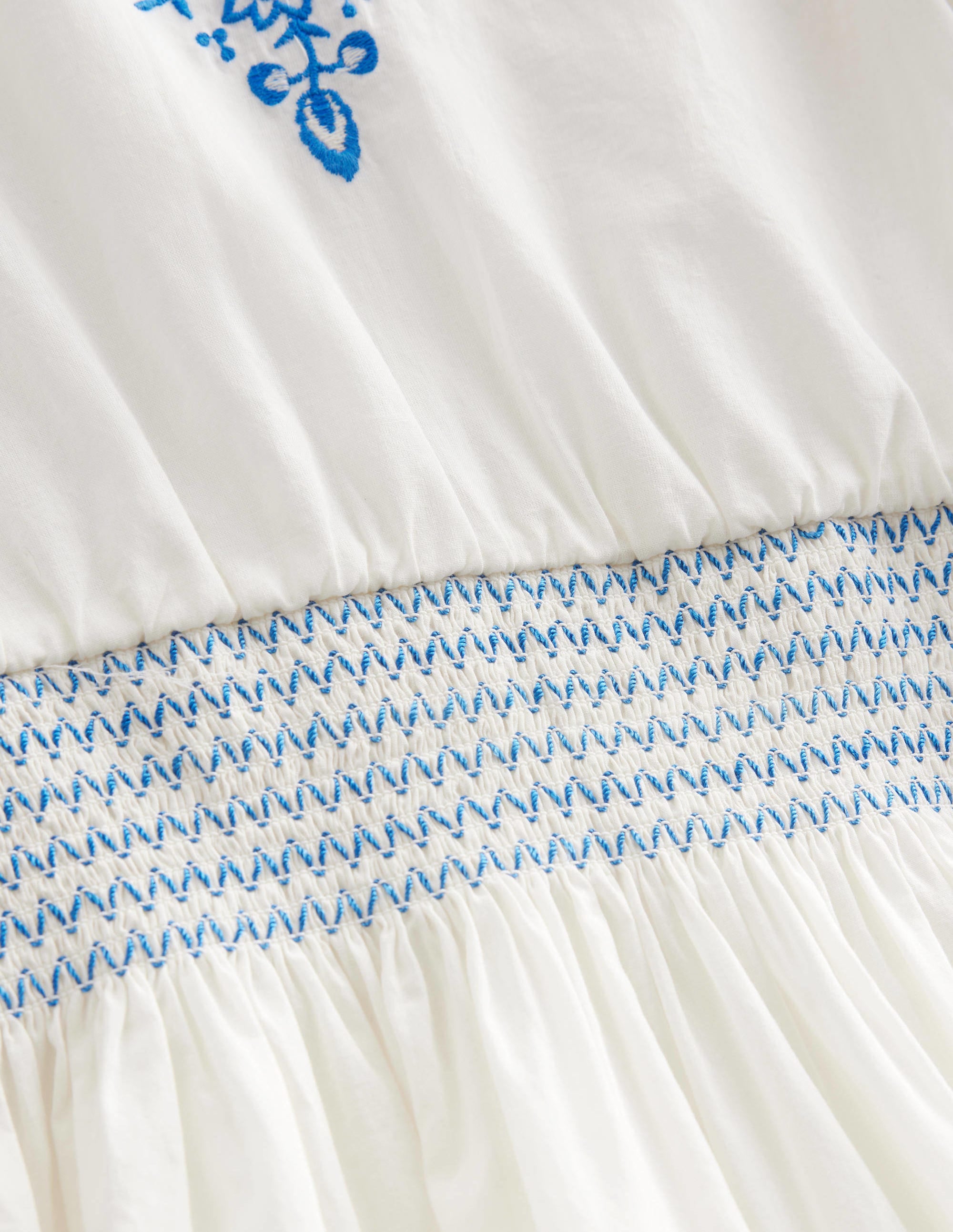 Embroidered Shirred Dress-Vanilla Pod - Image 3