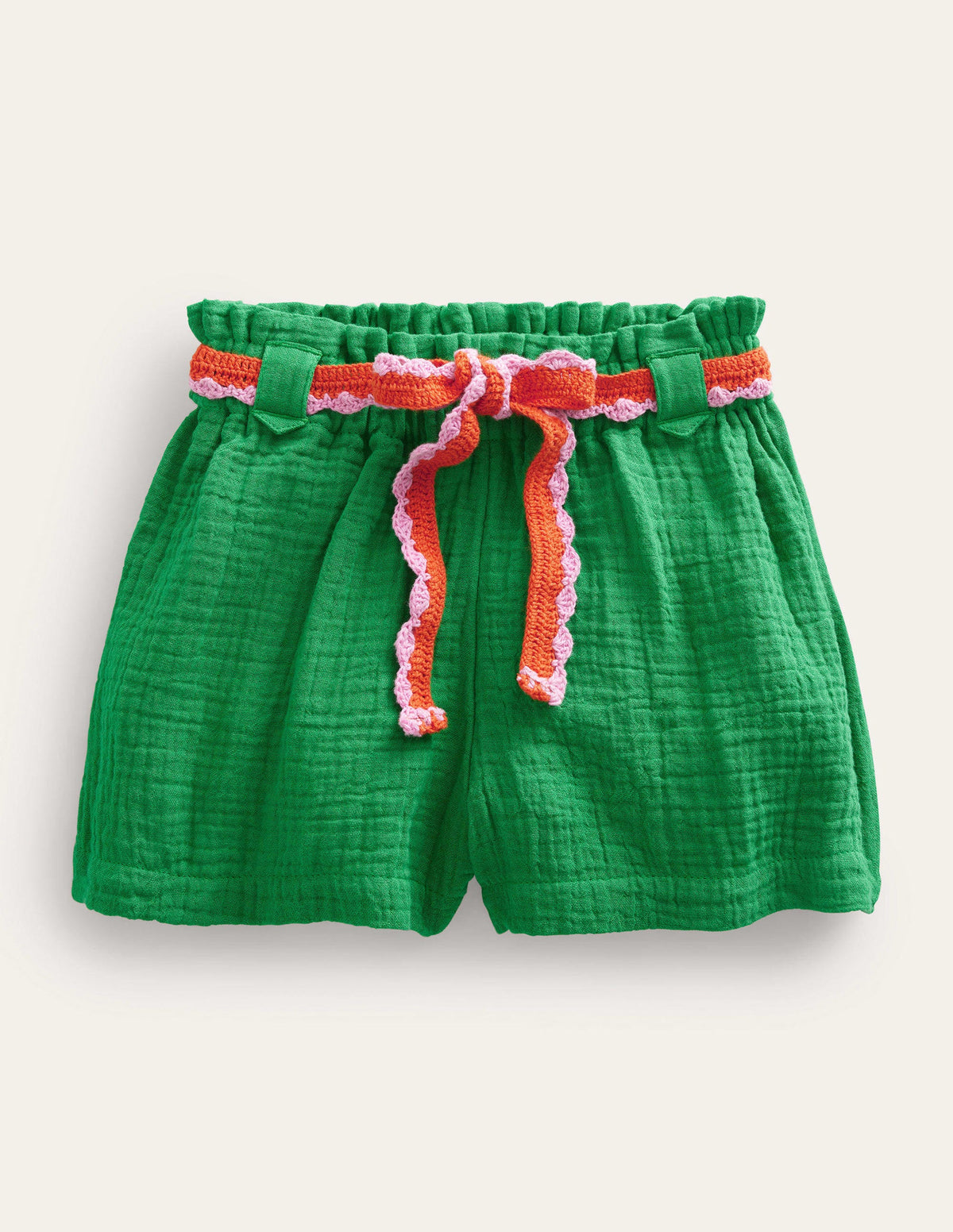 Häkelshorts in Knitteroptik-Schuluniform-Grün - Image 1