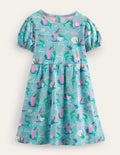 Kleid mit Puffärmeln-Meerblau, Meerjungfrauen