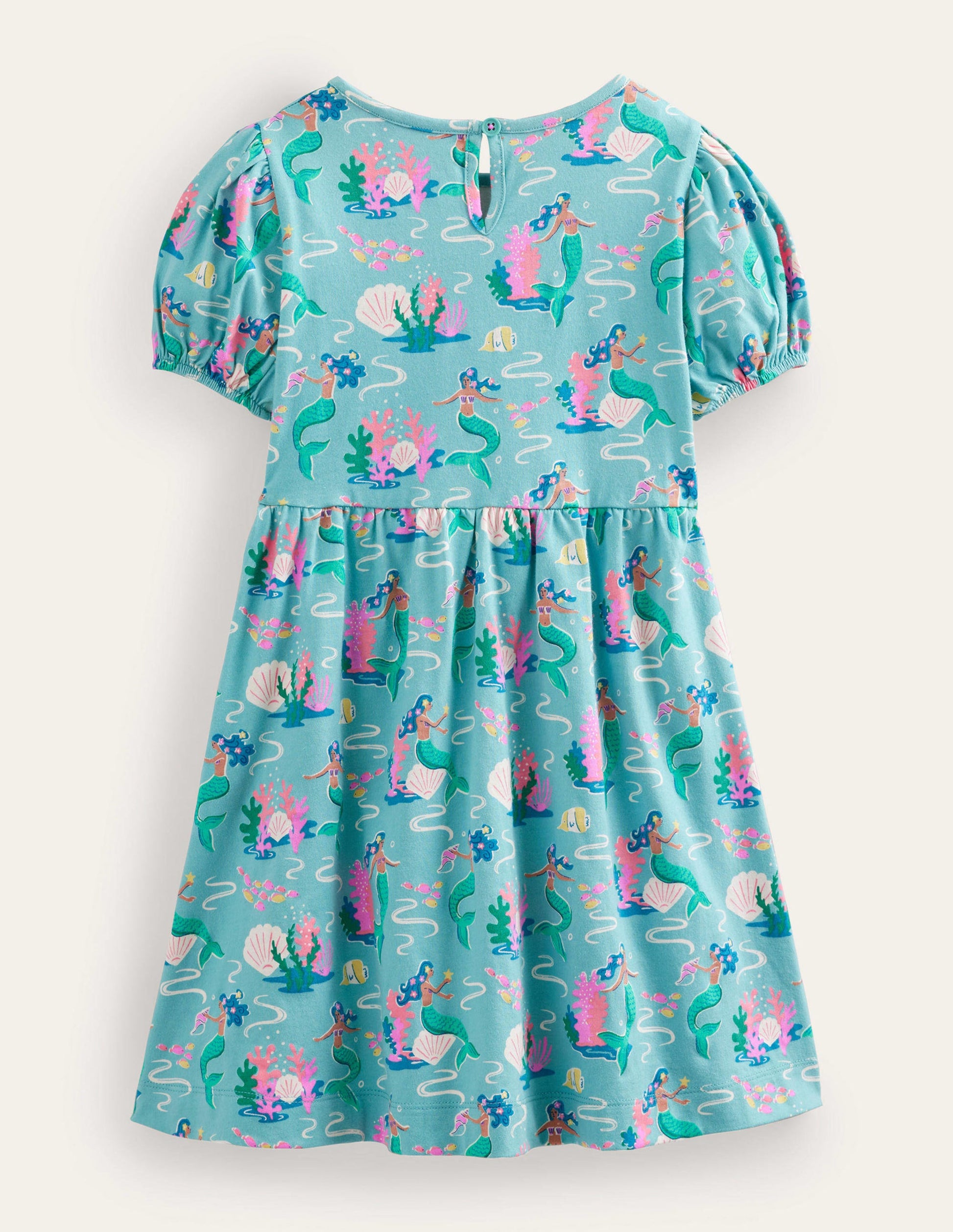 Kleid mit Puffärmeln-Meerblau, Meerjungfrauen-2