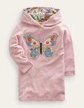 Logo-Frotteekleid-Rosa Schmetterling
