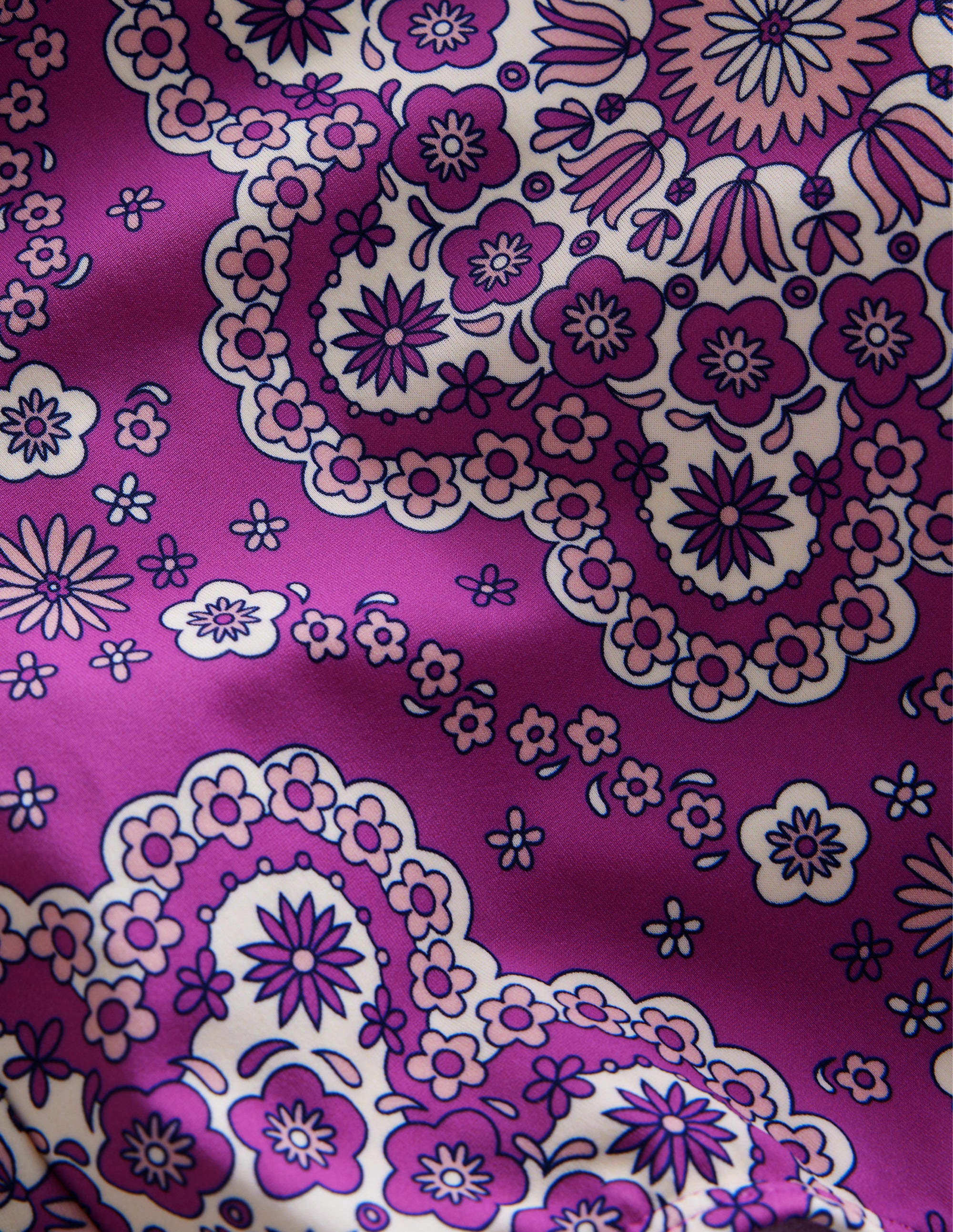 Loopback-Badeanzug mit geflochtenen Trägern-Strahlendes Orchideenviolett, Gänseblümchenmuster - Image 3