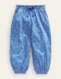 Freizeithose mit Bündchen-Blau/Wasserblau, Kleines Blumenmuster