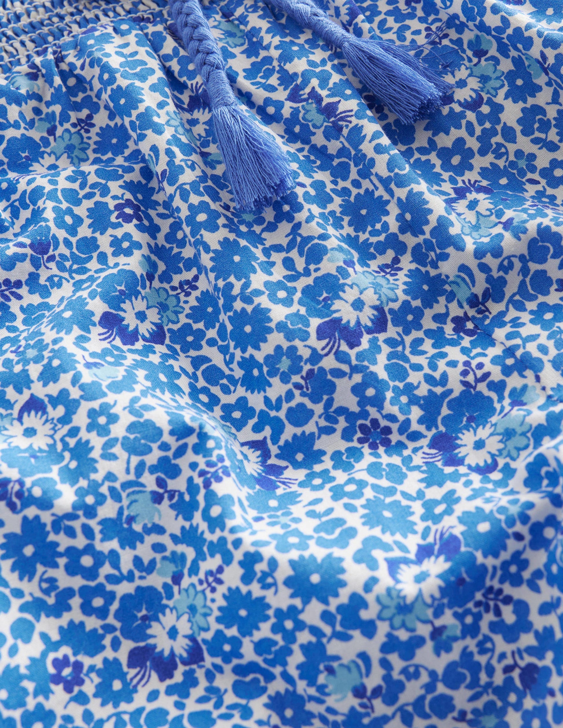 Freizeithose mit Bündchen-Blau/Wasserblau, Kleines Blumenmuster-3