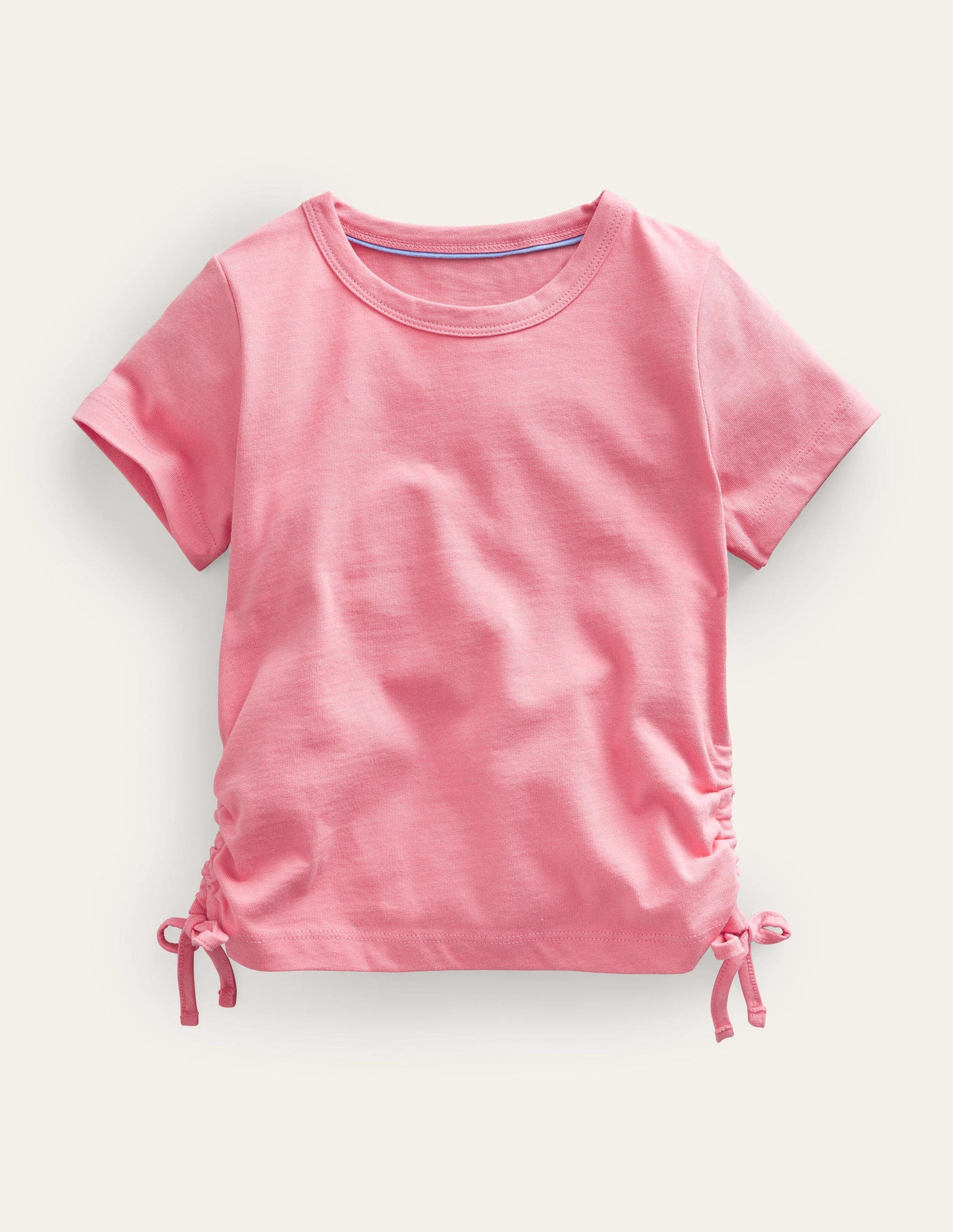Ruched Side Tee-Peach Punch Pink-1