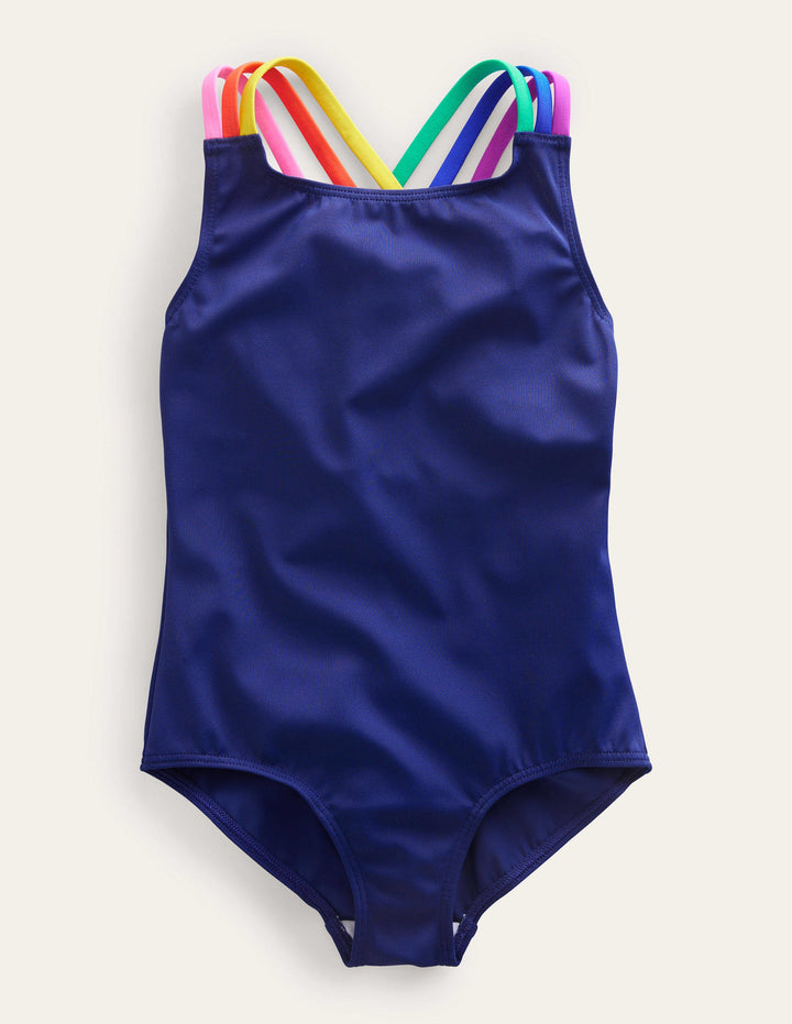 Rainbow Cross-Back Swimsuit-Harmony Blue