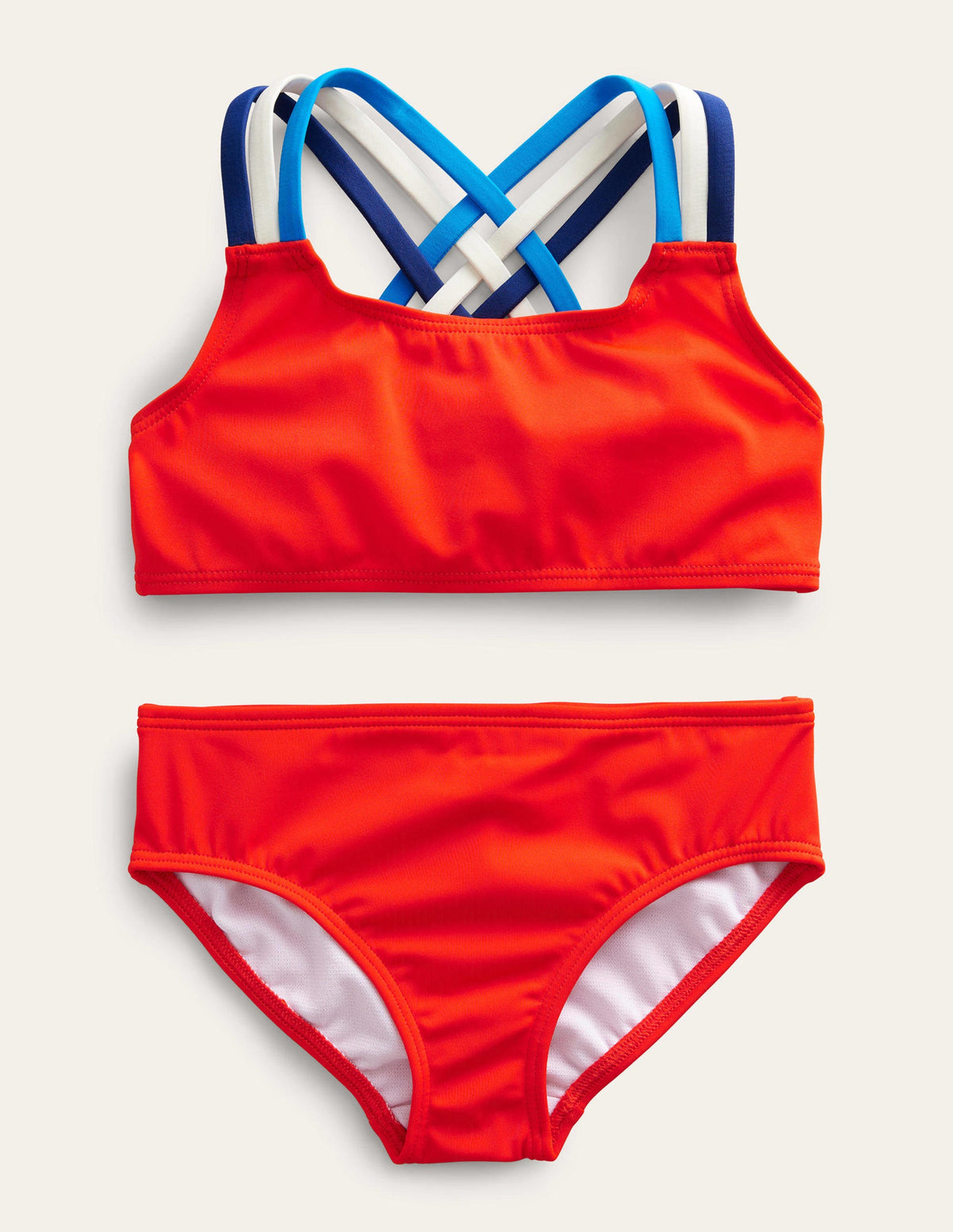 Bikini mit gekreuzten Rückenträgern in Regenbogenfarben-Feuerrot - Image 1