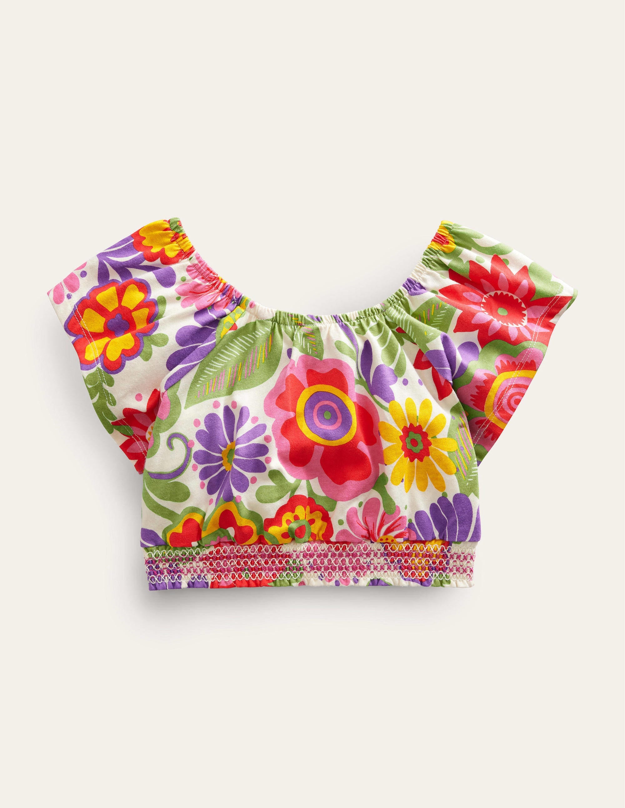 Kurz geschnittenes Oberteil mit eckigem Ausschnitt-Bunt, Festival-Blumenmuster - Image 2