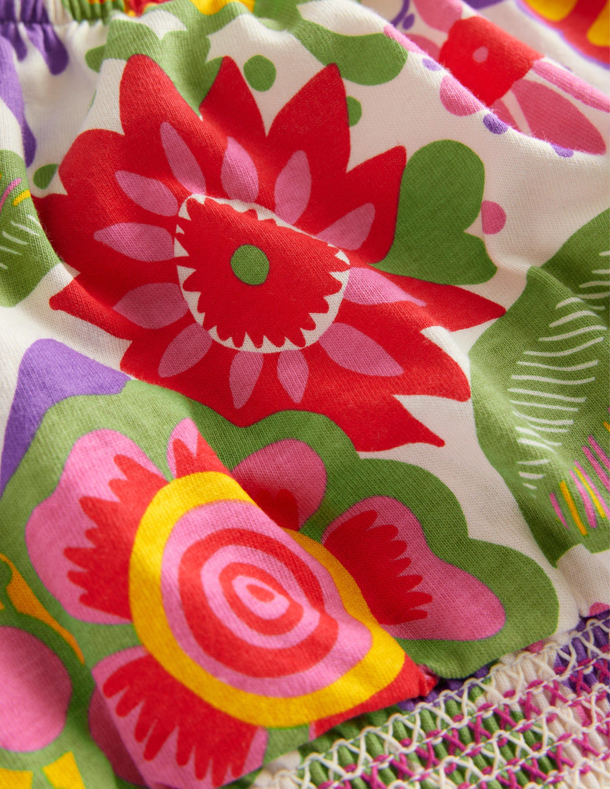 Kurz geschnittenes Oberteil mit eckigem Ausschnitt-Bunt, Festival-Blumenmuster-3