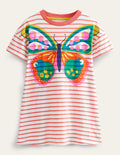 Gemustertes Jerseykleid-Pfirsichbowle, Schmetterling
