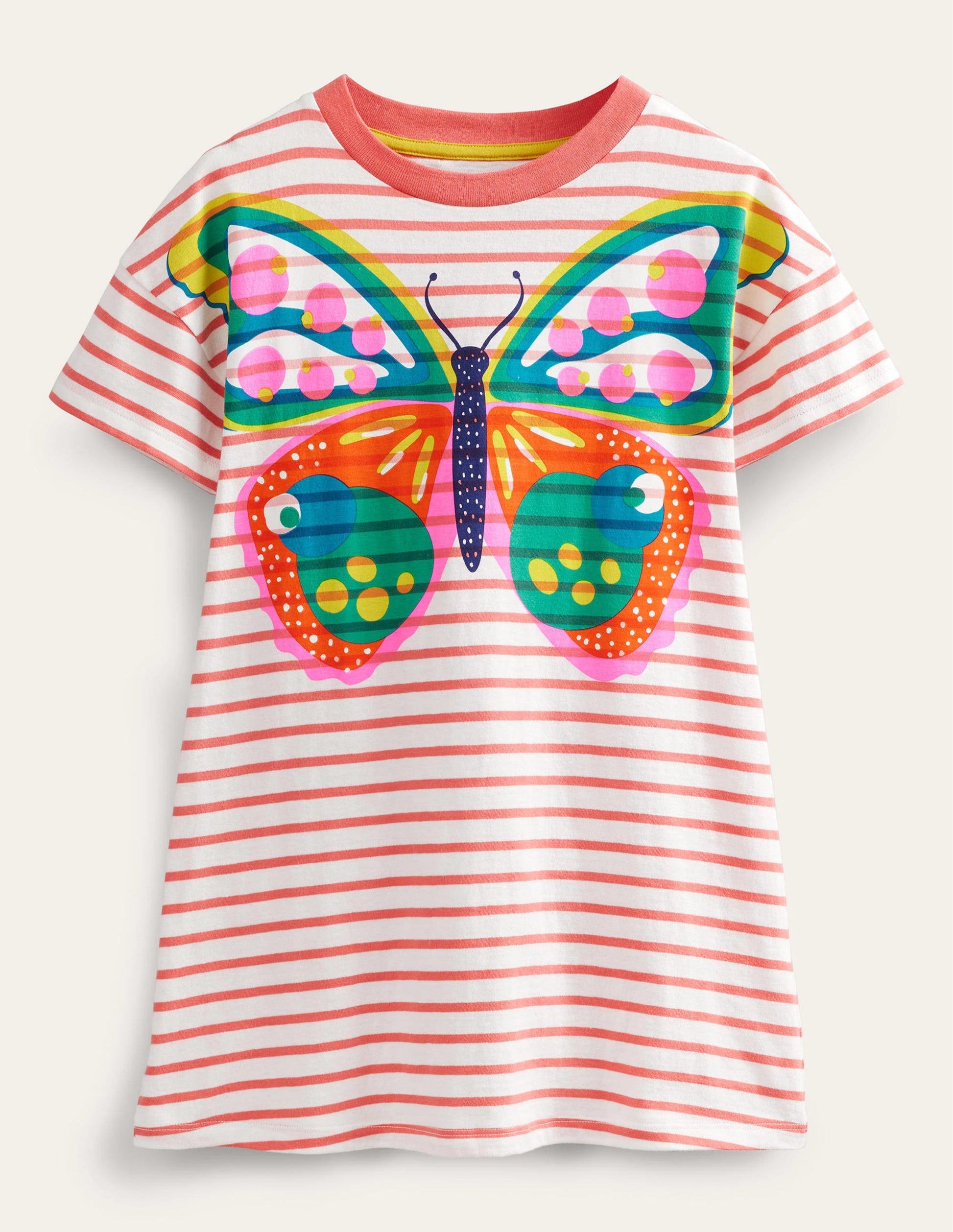 Gemustertes Jerseykleid-Pfirsichbowle, Schmetterling-1