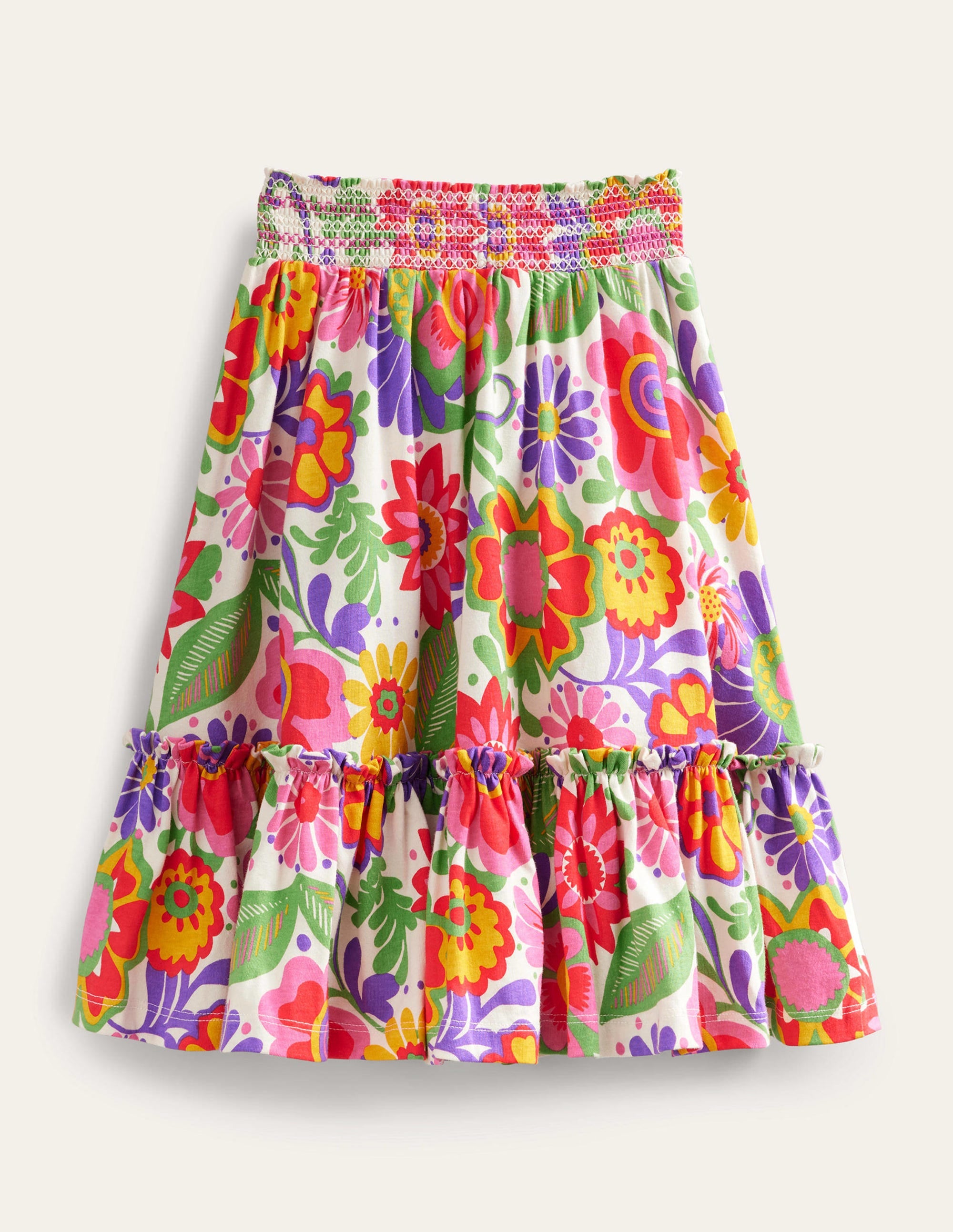 Bedruckter Midirock aus Jersey-Bunt, Festival-Blumenmuster - Image 2