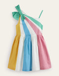 One-Shoulder-Kleid mit Schleife-Senfgelb