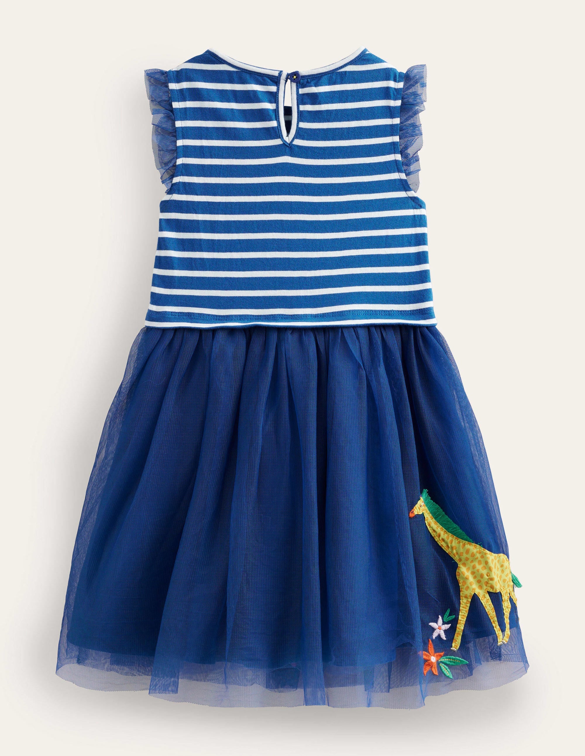 Robe en tulle avec appliqué-Rayé saphir et vanille - Image 2
