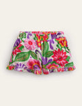 Print Frill Towelling Shorts-Multi Festival Floral