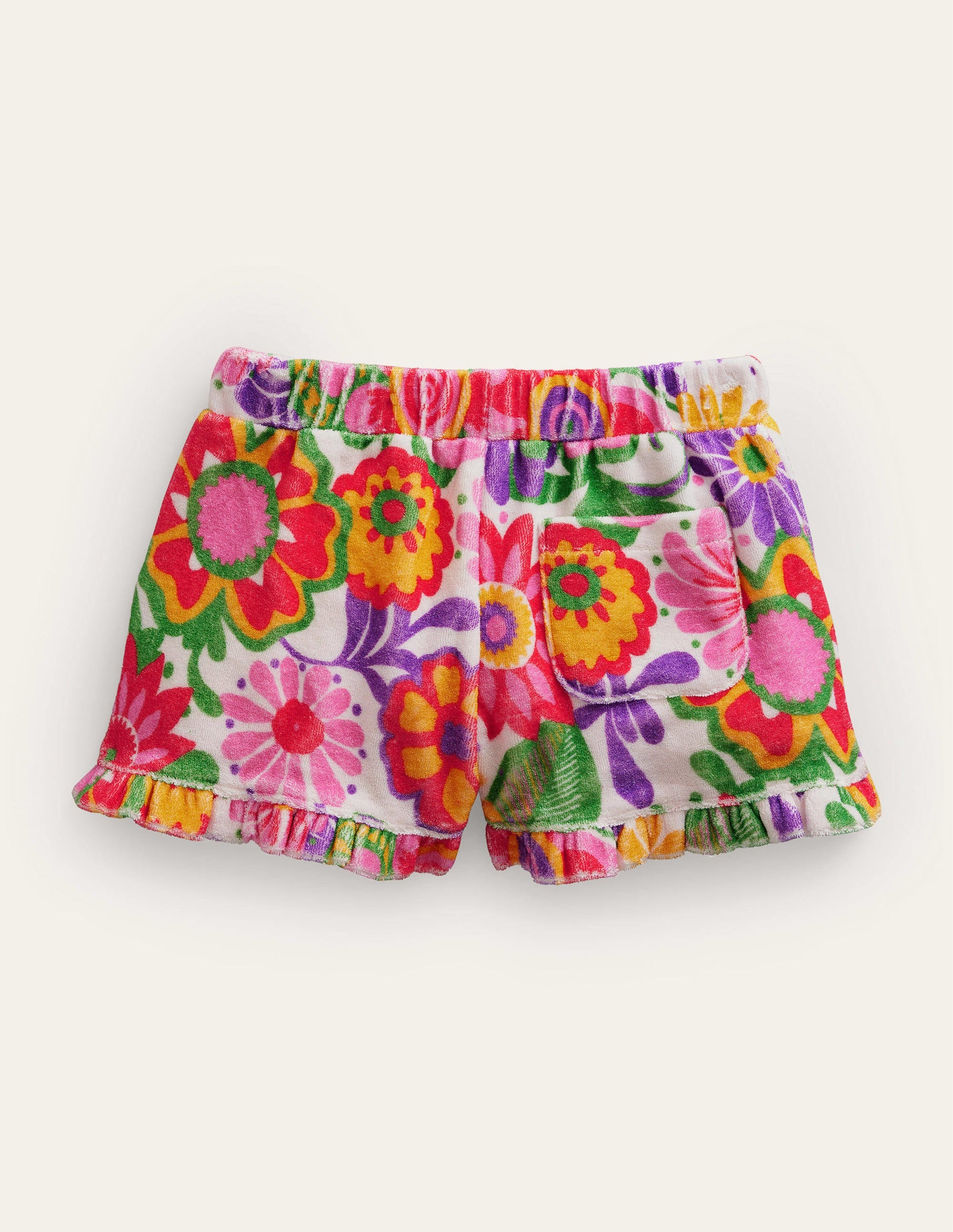 Print Frill Towelling Shorts-Multi Festival Floral - Image 2