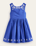 Robe brodée croisée dans le dos-Bleu azurant