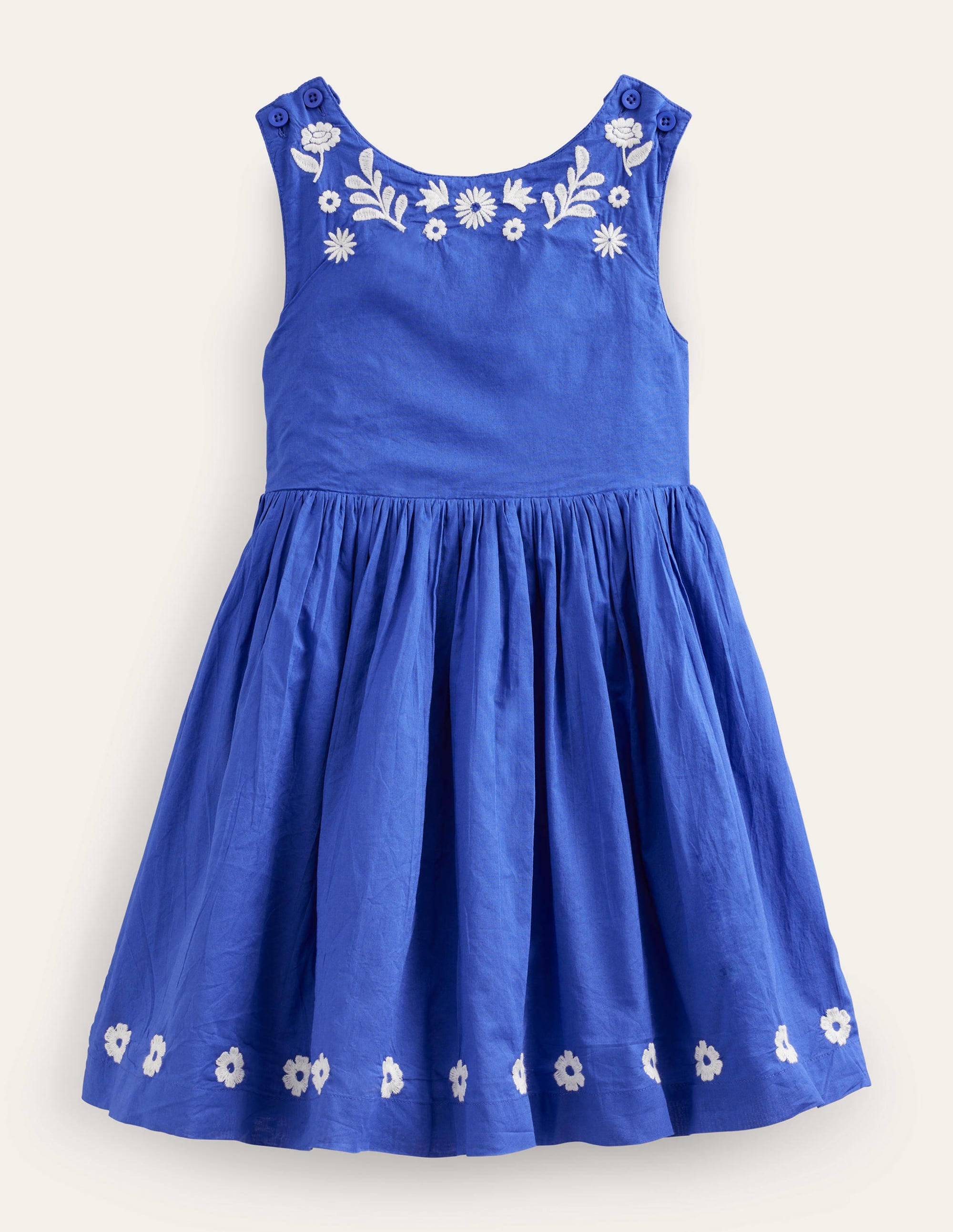 Robe brodée croisée dans le dos-Bleu azurant - Image 1