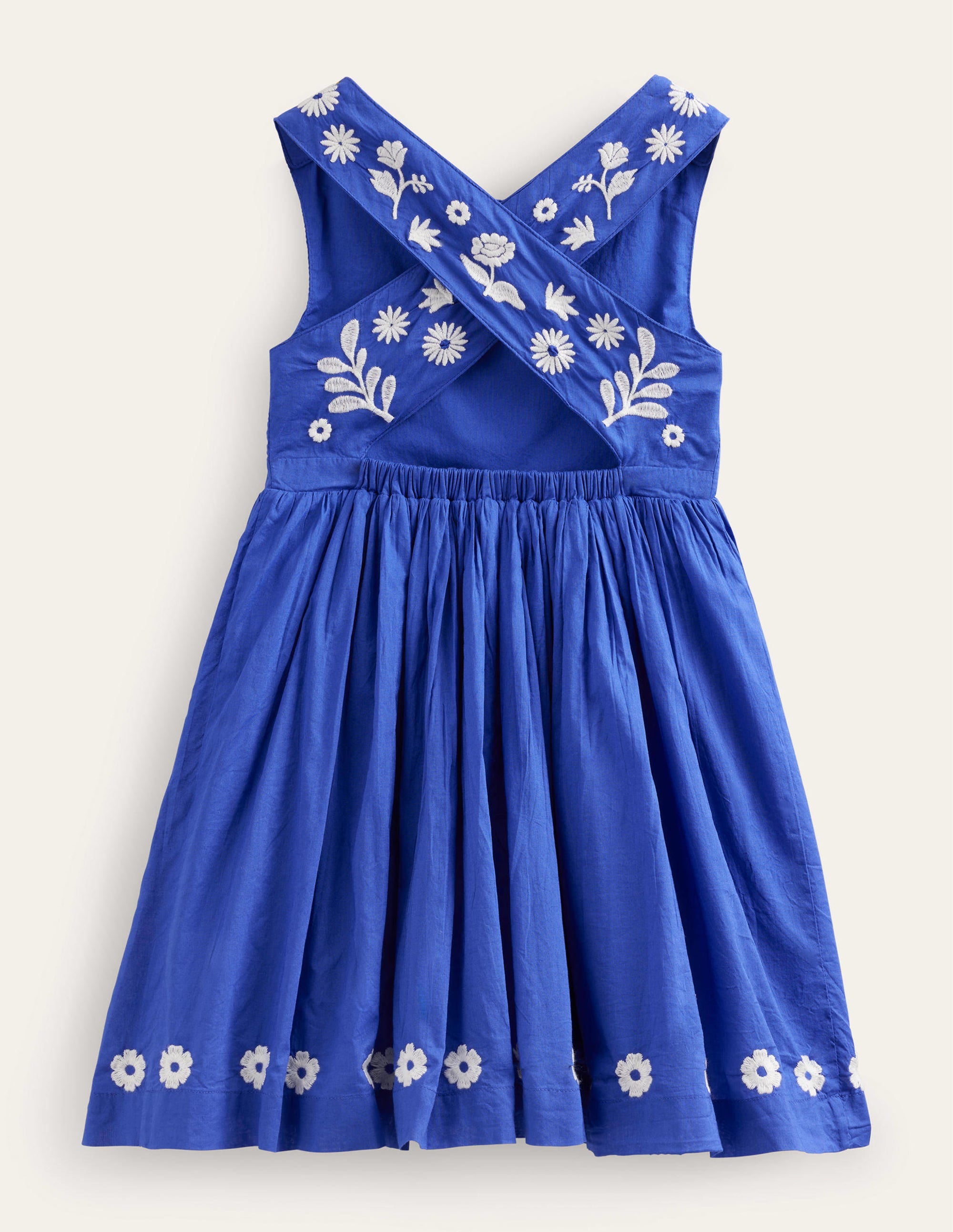 Robe brodée croisée dans le dos-Bleu azurant - Image 2