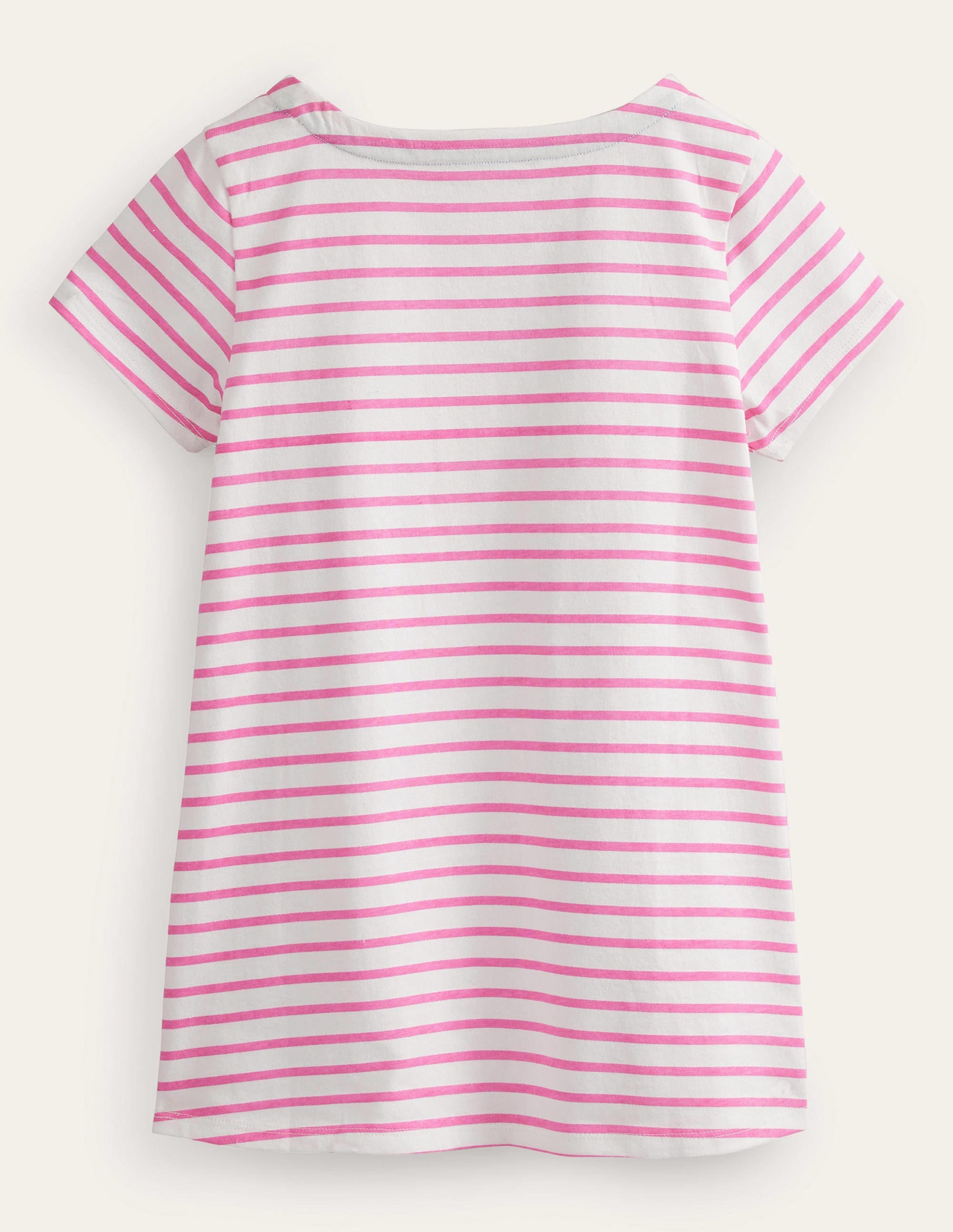 Short Sleeve Appliqué Tunic-Ivory/Bright Petal Pink - Image 2