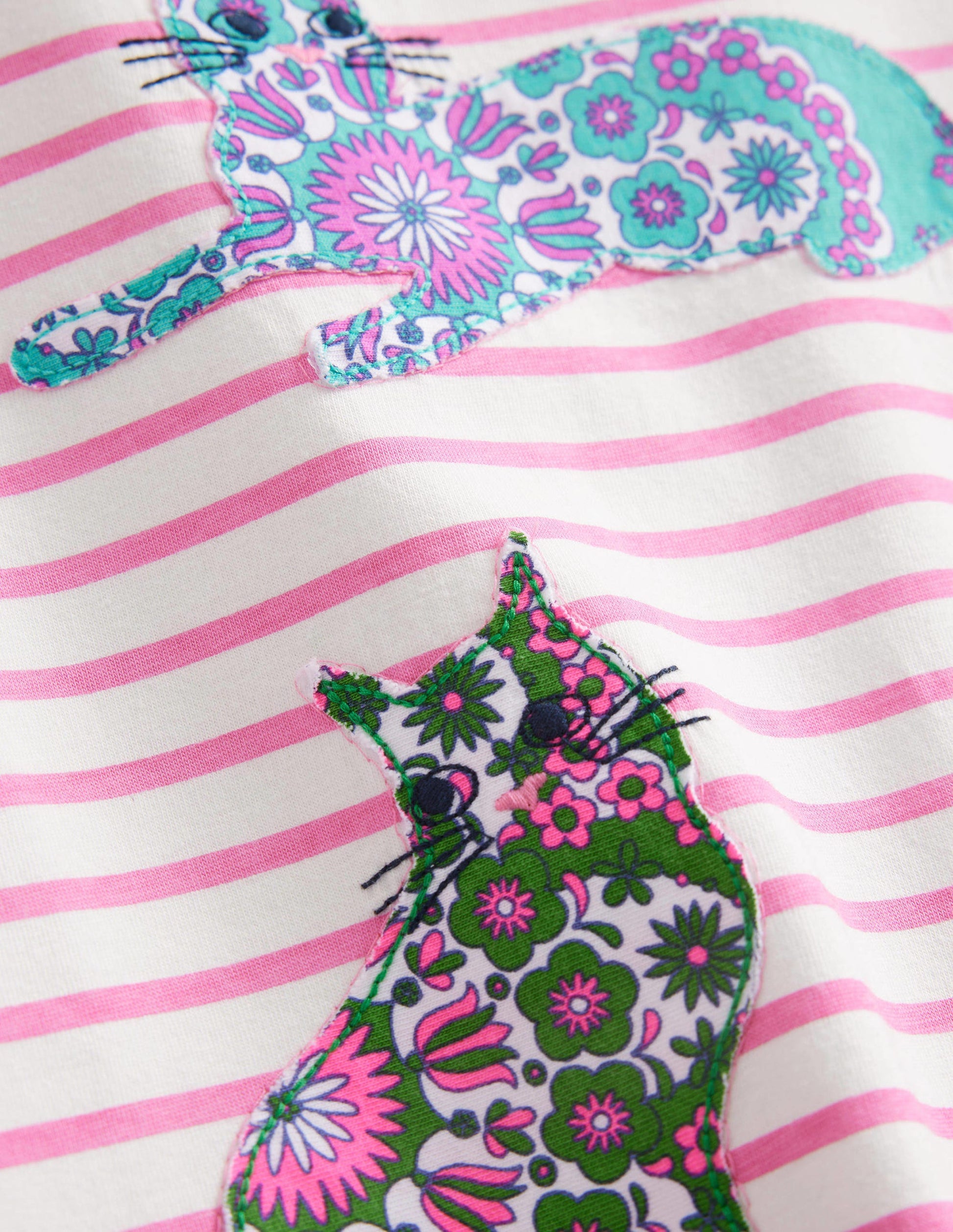 Short Sleeve Appliqué Tunic-Ivory/Bright Petal Pink-3