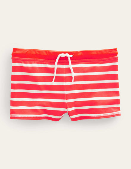 Swim Trunks-Strawberry Tart & Ivory Stripe